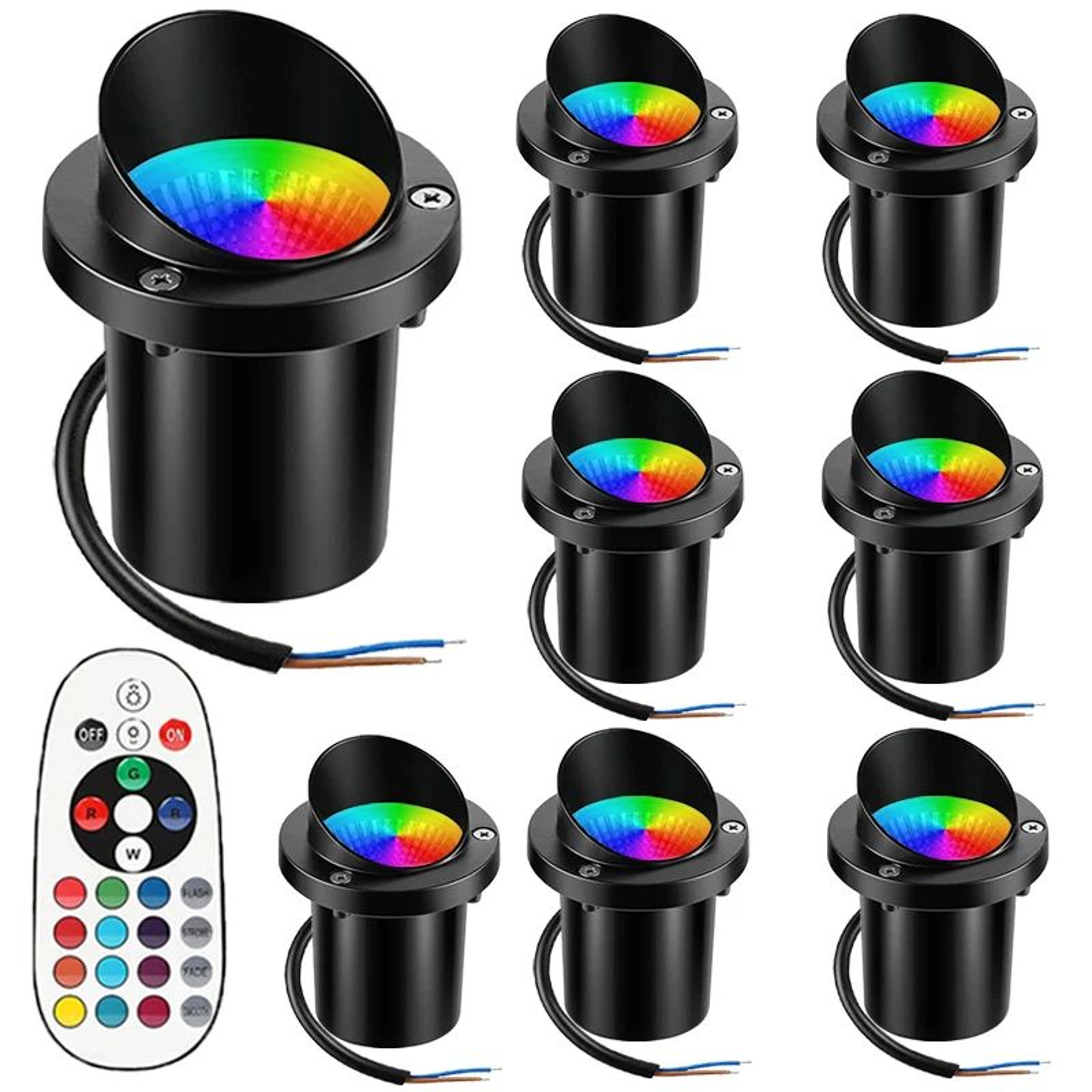 RGBW LED InGround Landscape Light  10W Waterproof Spotlight With RF Remote  16 Colors For Path Deck 18