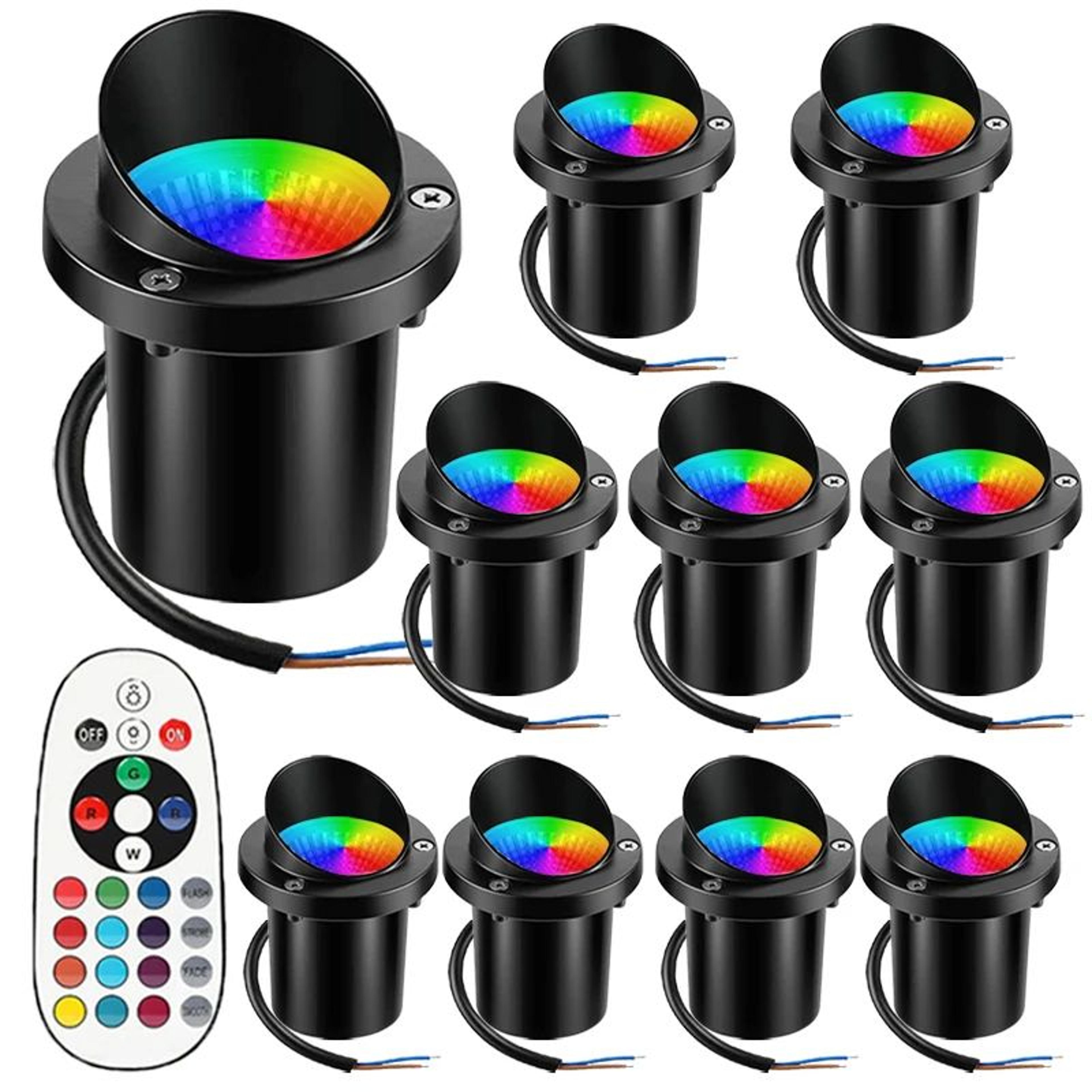 RGBW LED InGround Landscape Light  10W Waterproof Spotlight With RF Remote  16 Colors For Path Deck 20