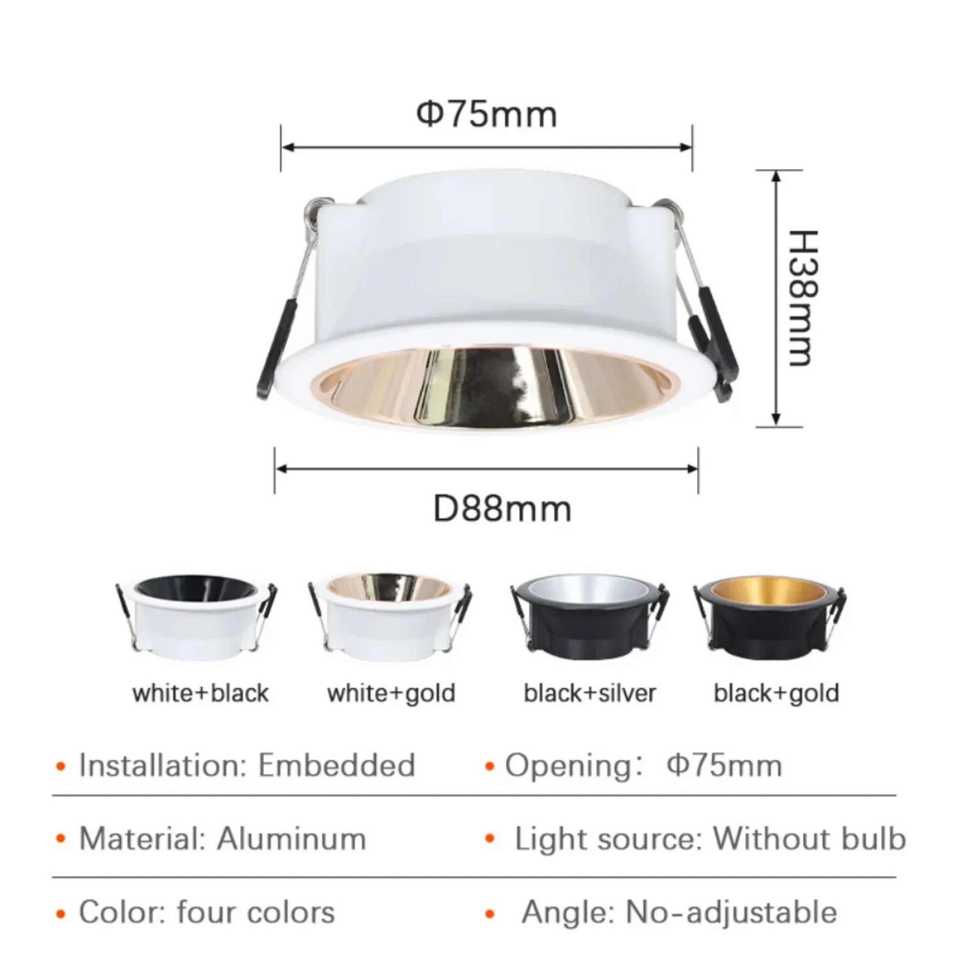 Round Fixed Downlight Frame  Aluminum Alloy GU10 MR16 Ceiling Spotlight Fitting With 295 In Cutout  8