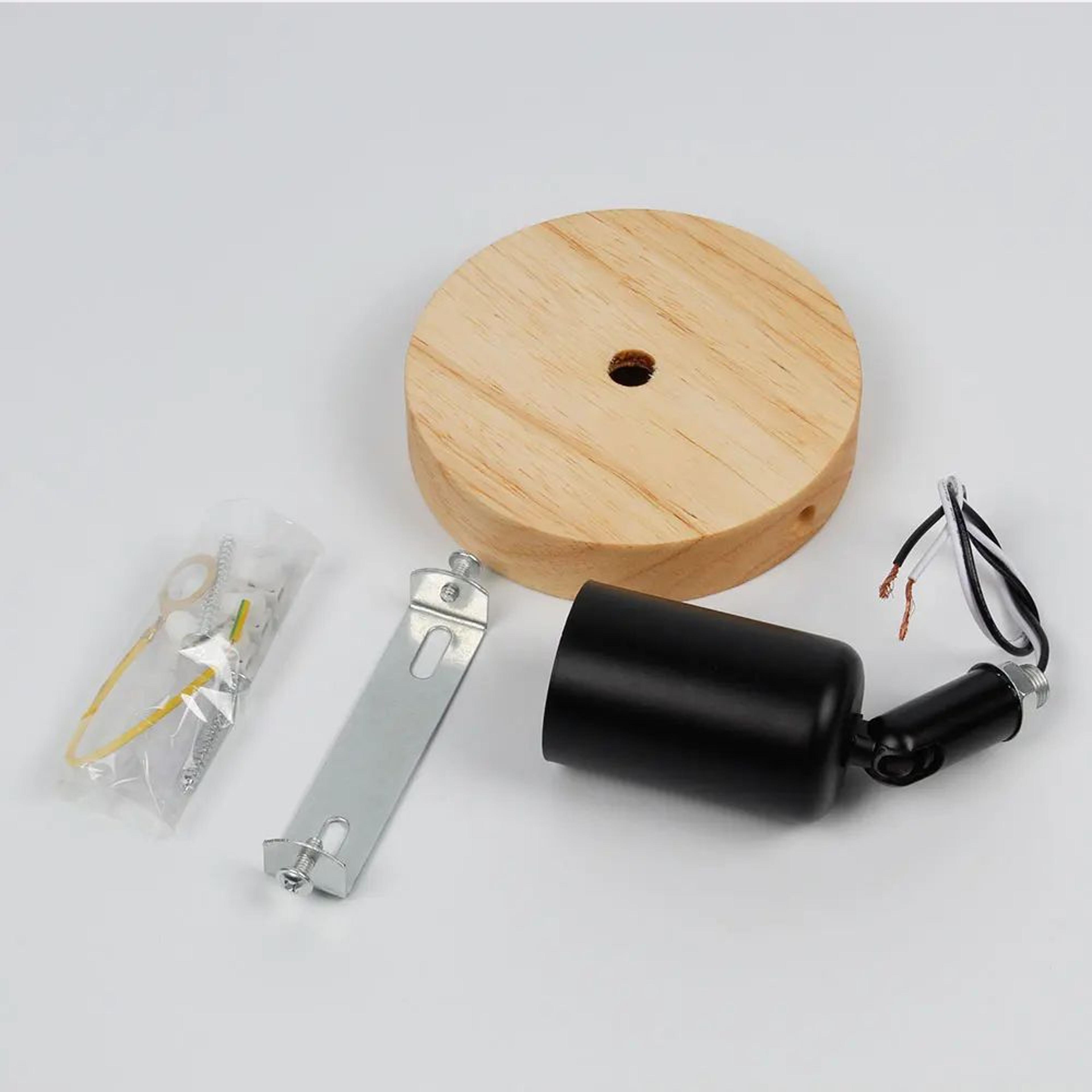Wooden Base E27 Wall Light  Retro Iron Bedside Sconce In Black Or White For Bedroom Living Room  Vi