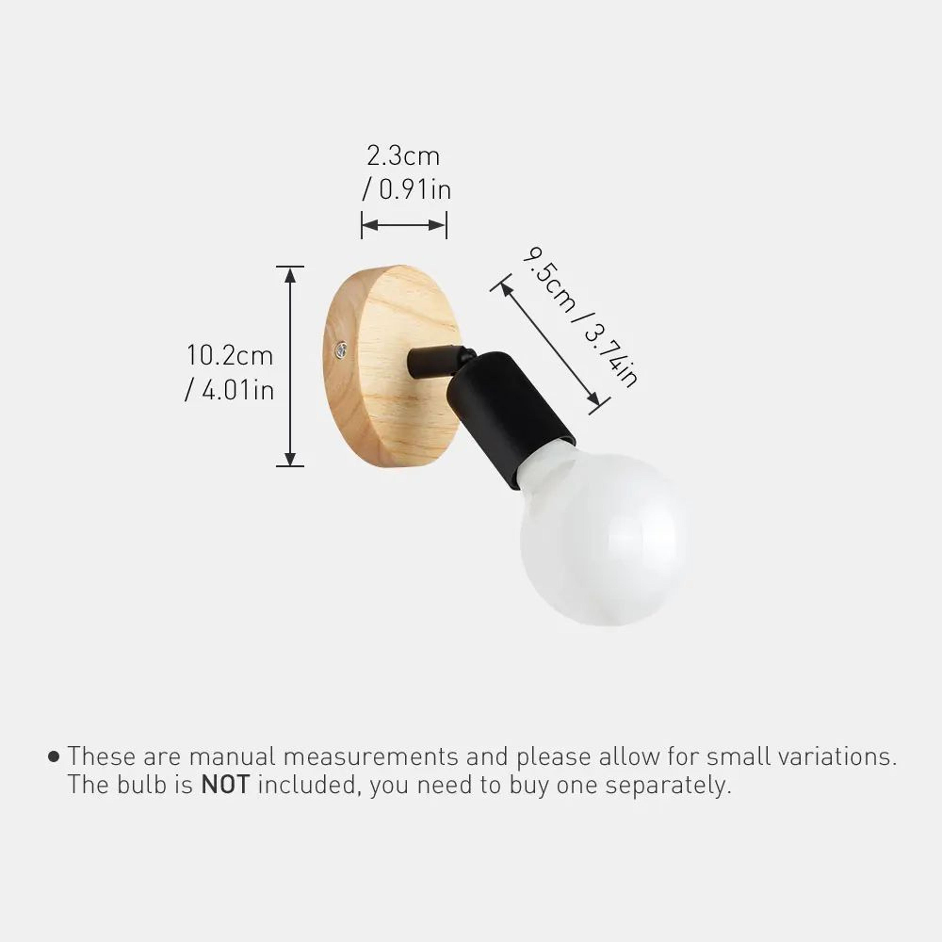 Wooden Base E27 Wall Light  Retro Iron Bedside Sconce In Black Or White For Bedroom Living Room  Vi