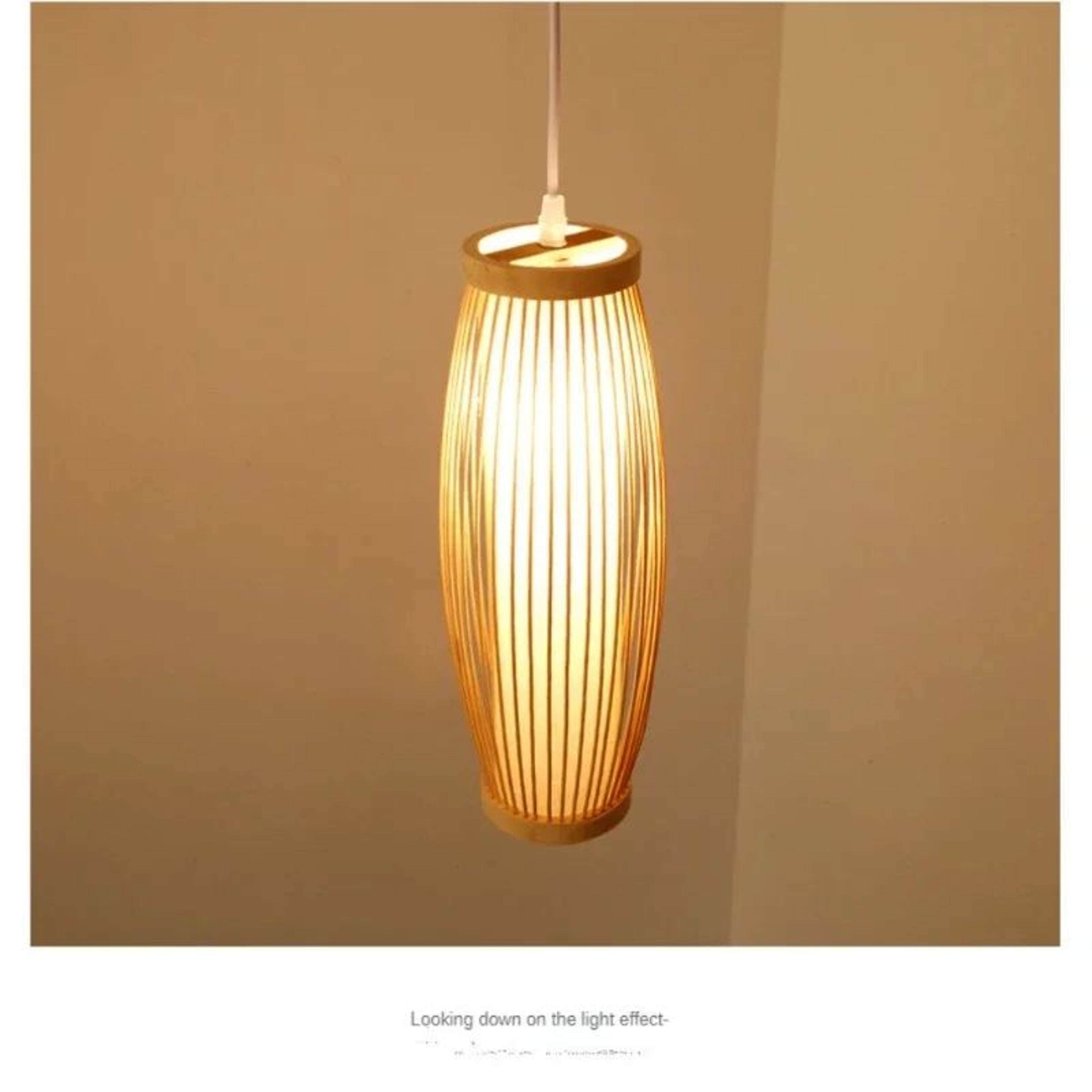 Handwoven Bamboo Pendant Light  Chinese Wicker Rattan Look Hanging Lamp For Restaurant Bedroom Stud 4