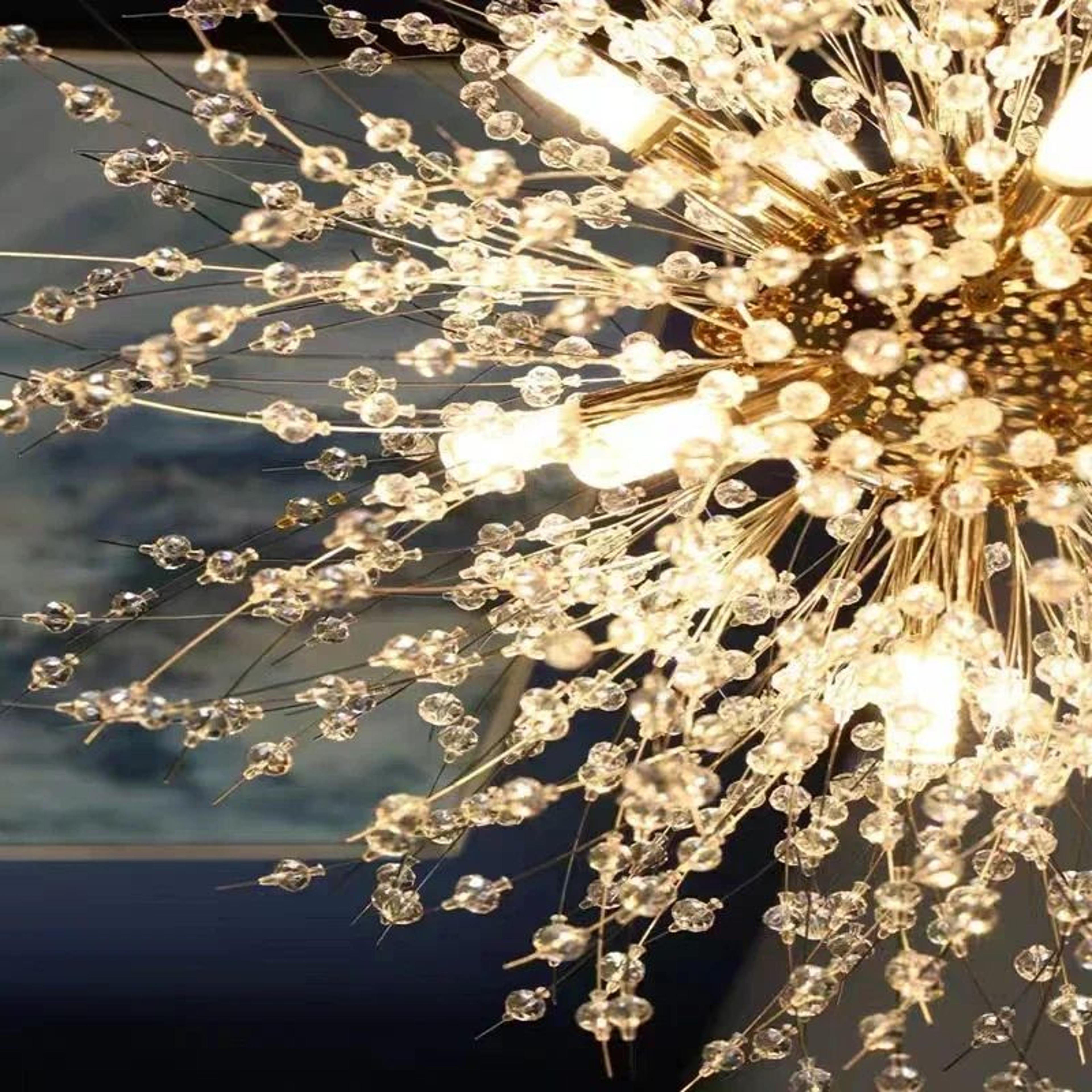 Dandelion Crystal Pendant Light  G9 Fireball Hanging Lamp In Gold Or Chrome For Living Room Restaur 4