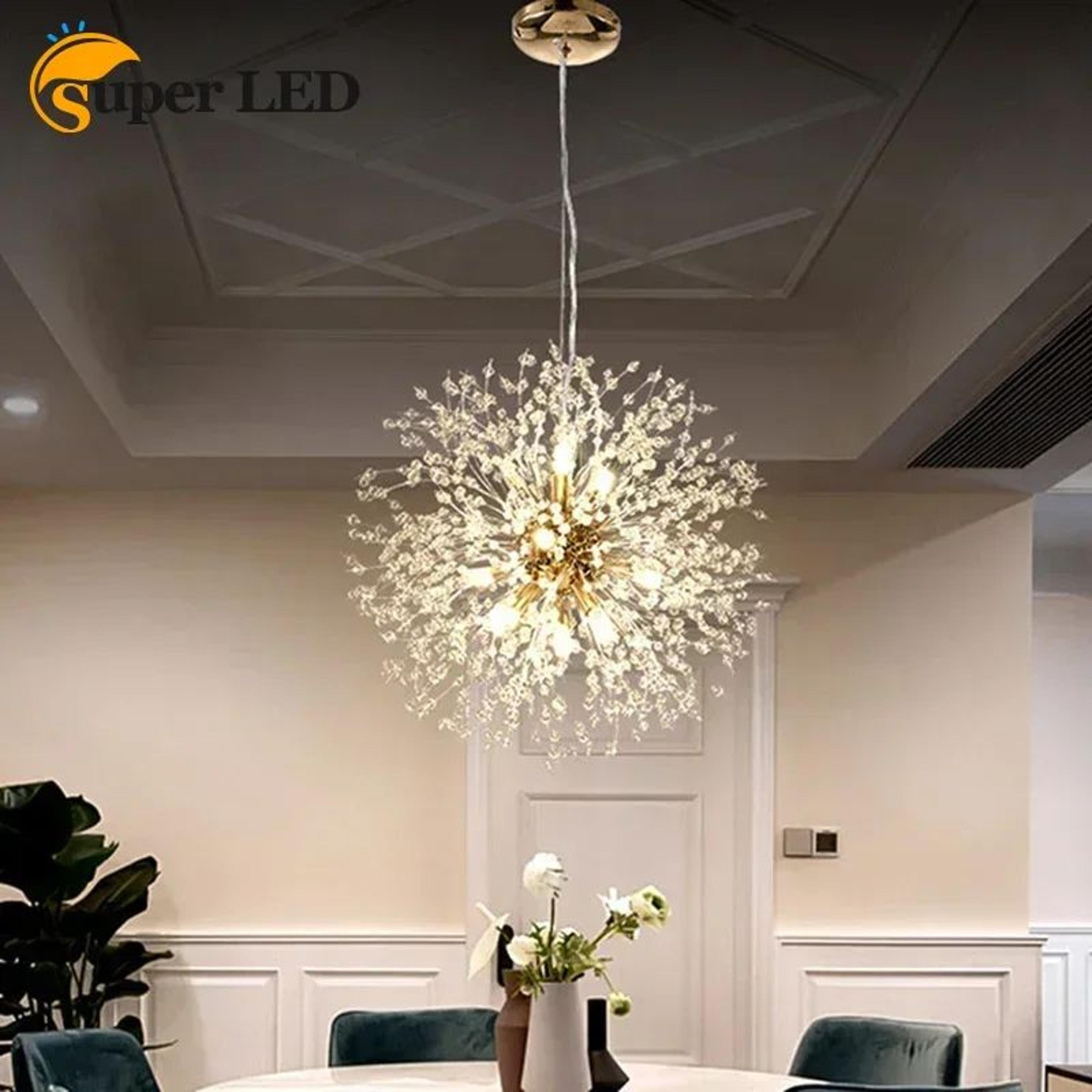 Dandelion Crystal Pendant Light  G9 Fireball Hanging Lamp In Gold Or Chrome For Living Room Restaur 1