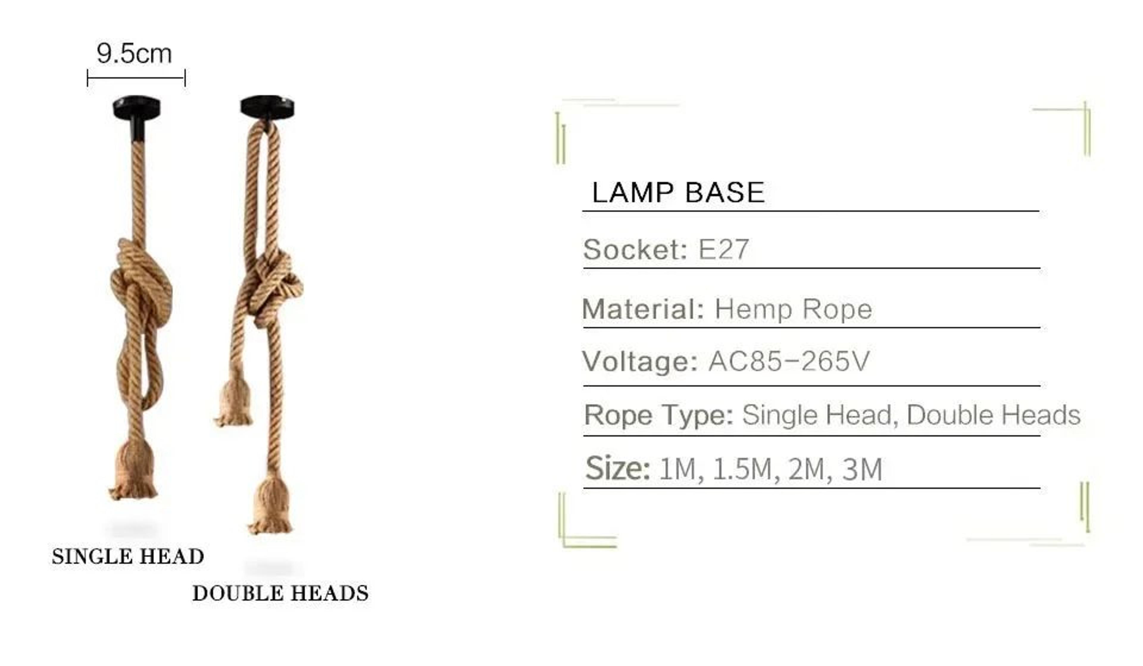Vintage Hemp Rope Pendant Light  Hand Knitted Single Or Double Head Hanging Lamp For Loft Dining Ro