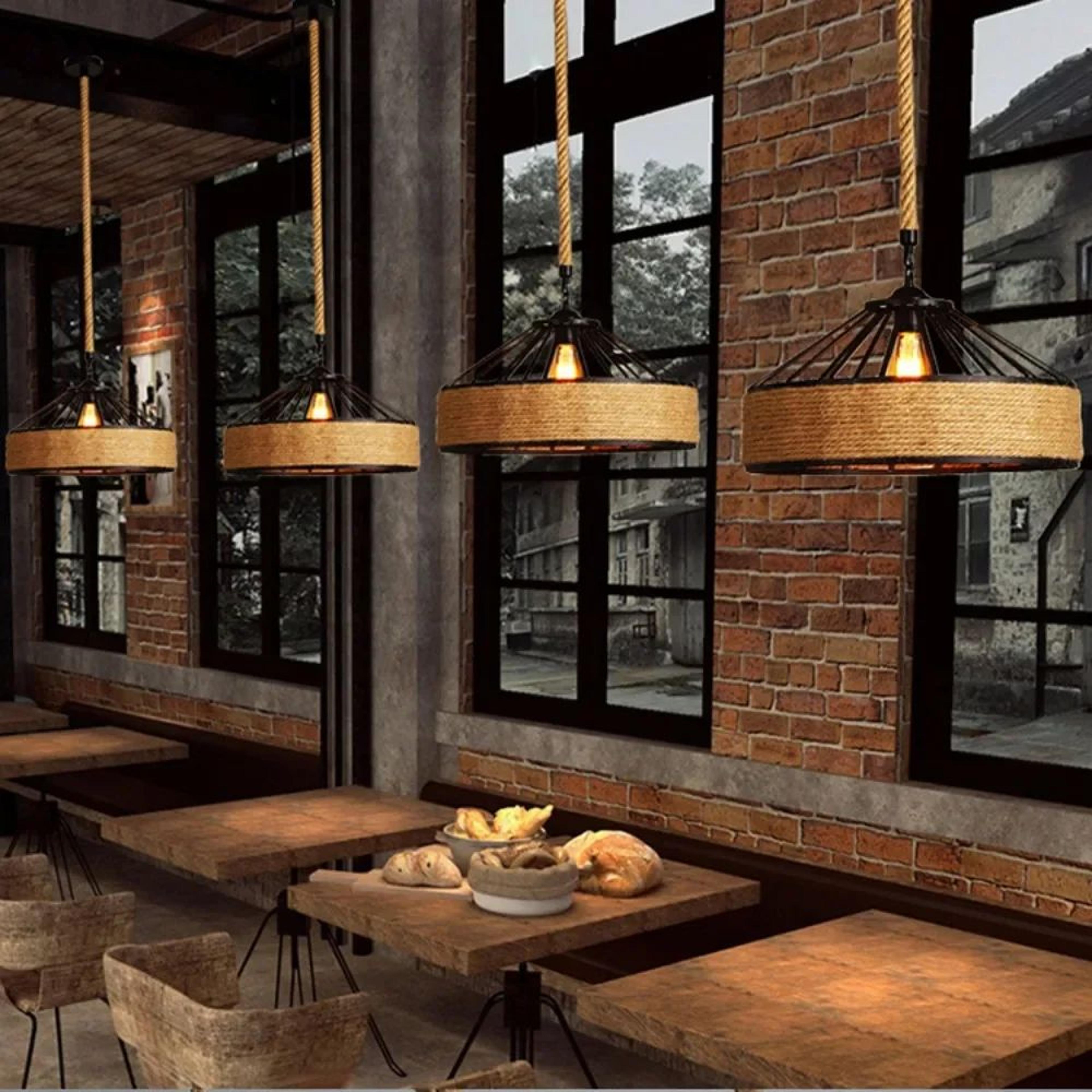 Retro Hemp Rope Pendant Light  Iron E27 Hanging Lamp In 1181 Or 1575 In For Restaurant Kitchen And