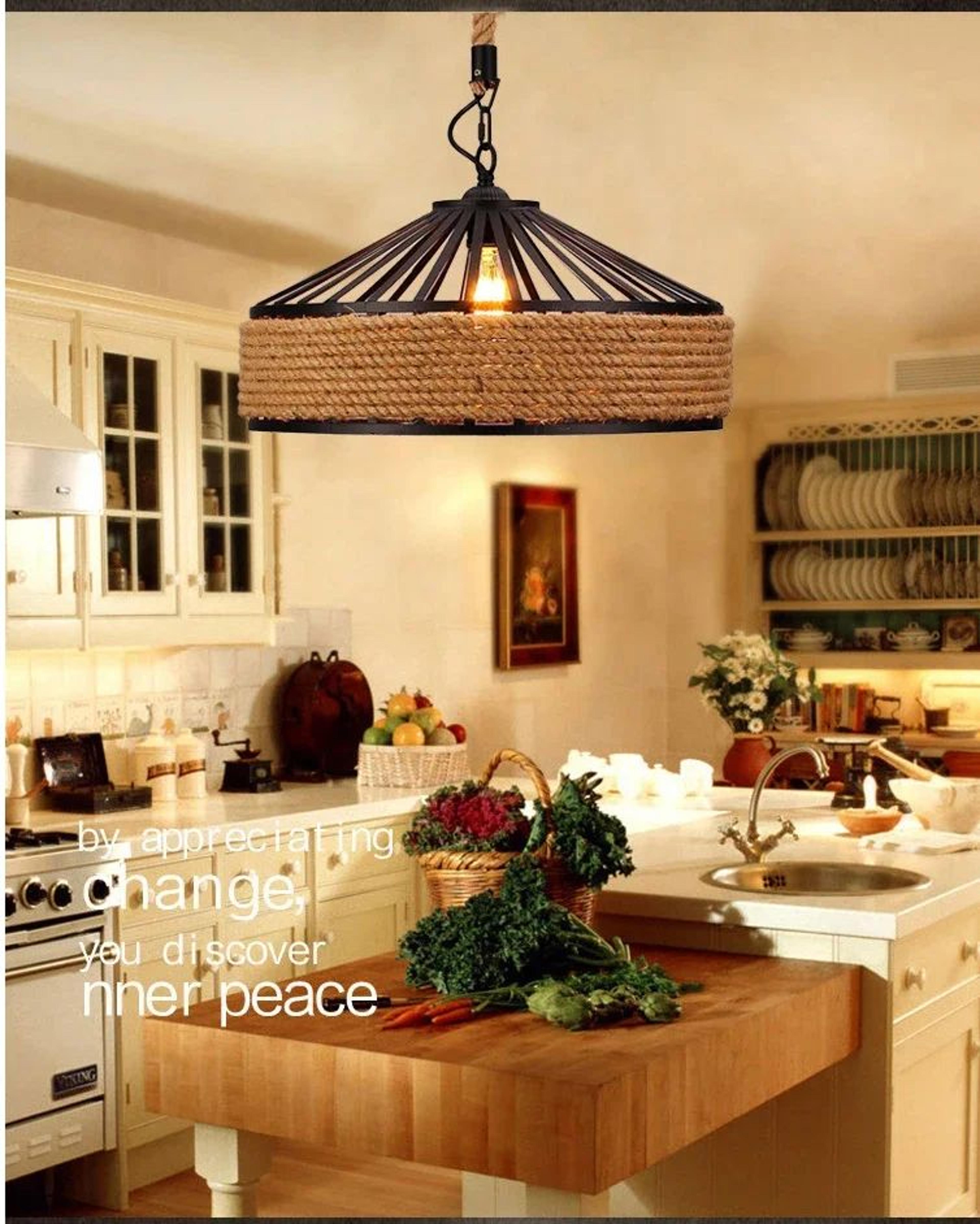 Retro Hemp Rope Pendant Light  Iron E27 Hanging Lamp In 1181 Or 1575 In For Restaurant Kitchen And