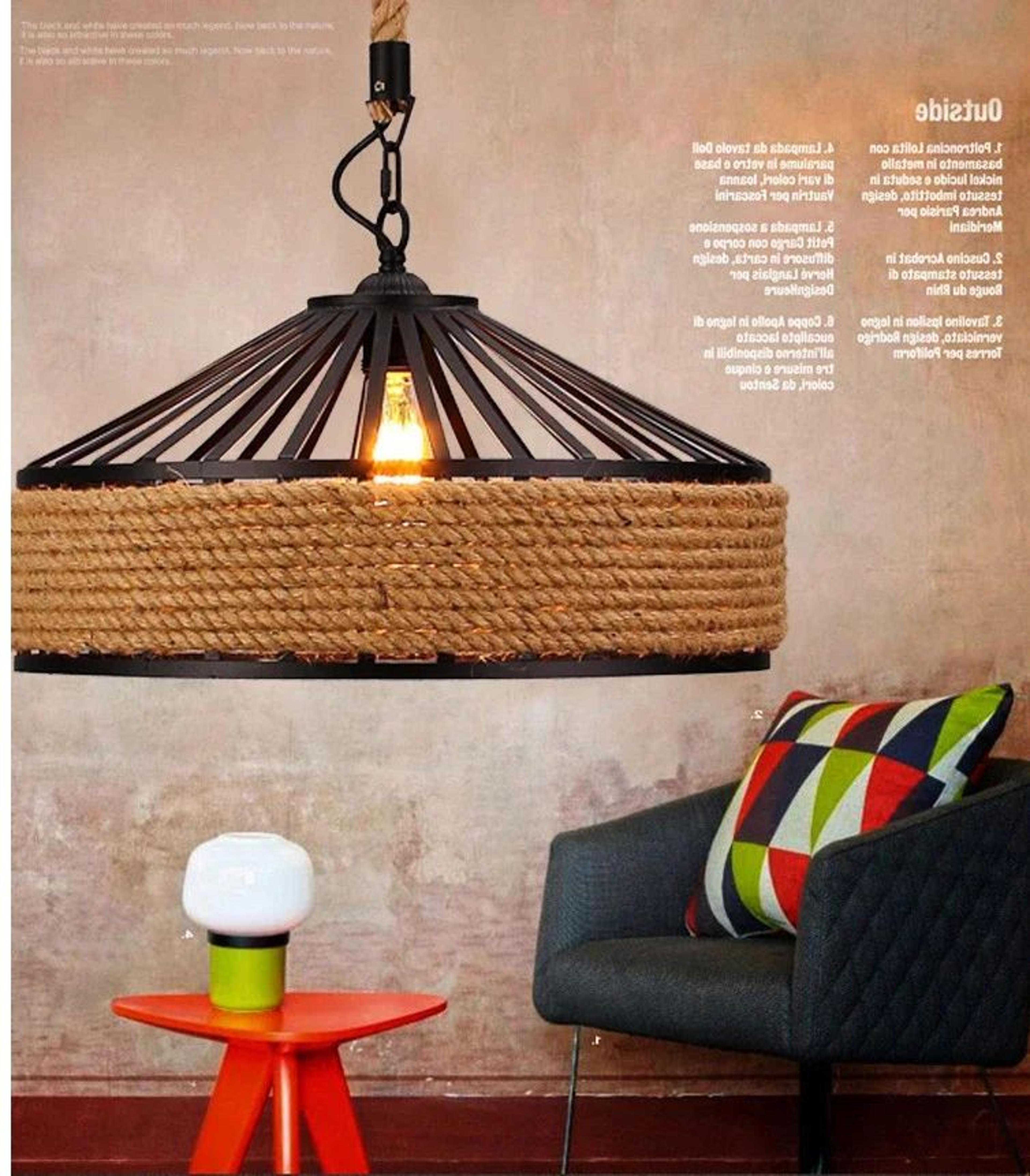 Retro Hemp Rope Pendant Light  Iron E27 Hanging Lamp In 1181 Or 1575 In For Restaurant Kitchen And