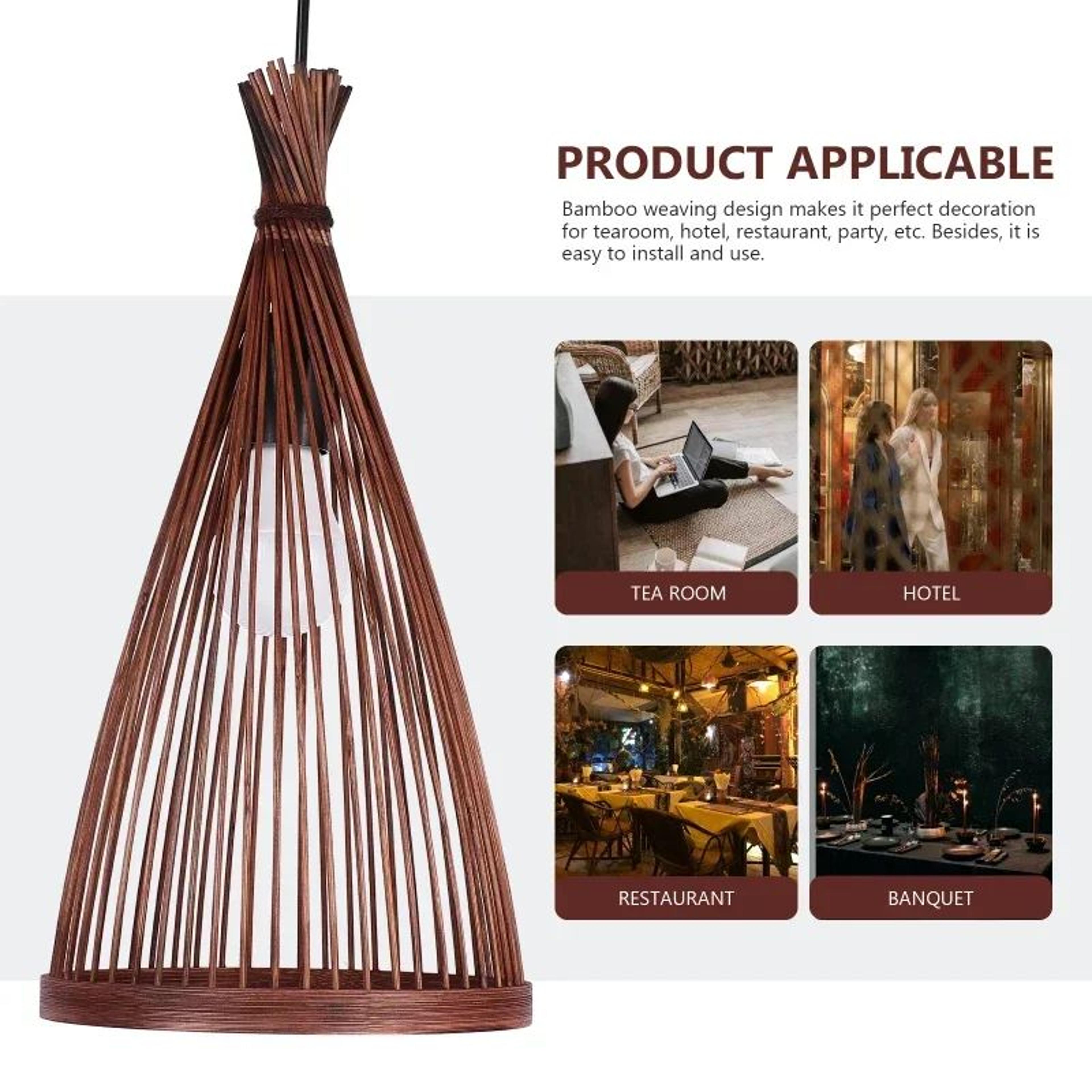 Japanese Bamboo Pendant Light  Handmade Woven E27 Hanging Lamp With Warm Light For Tearoom Restaura 7
