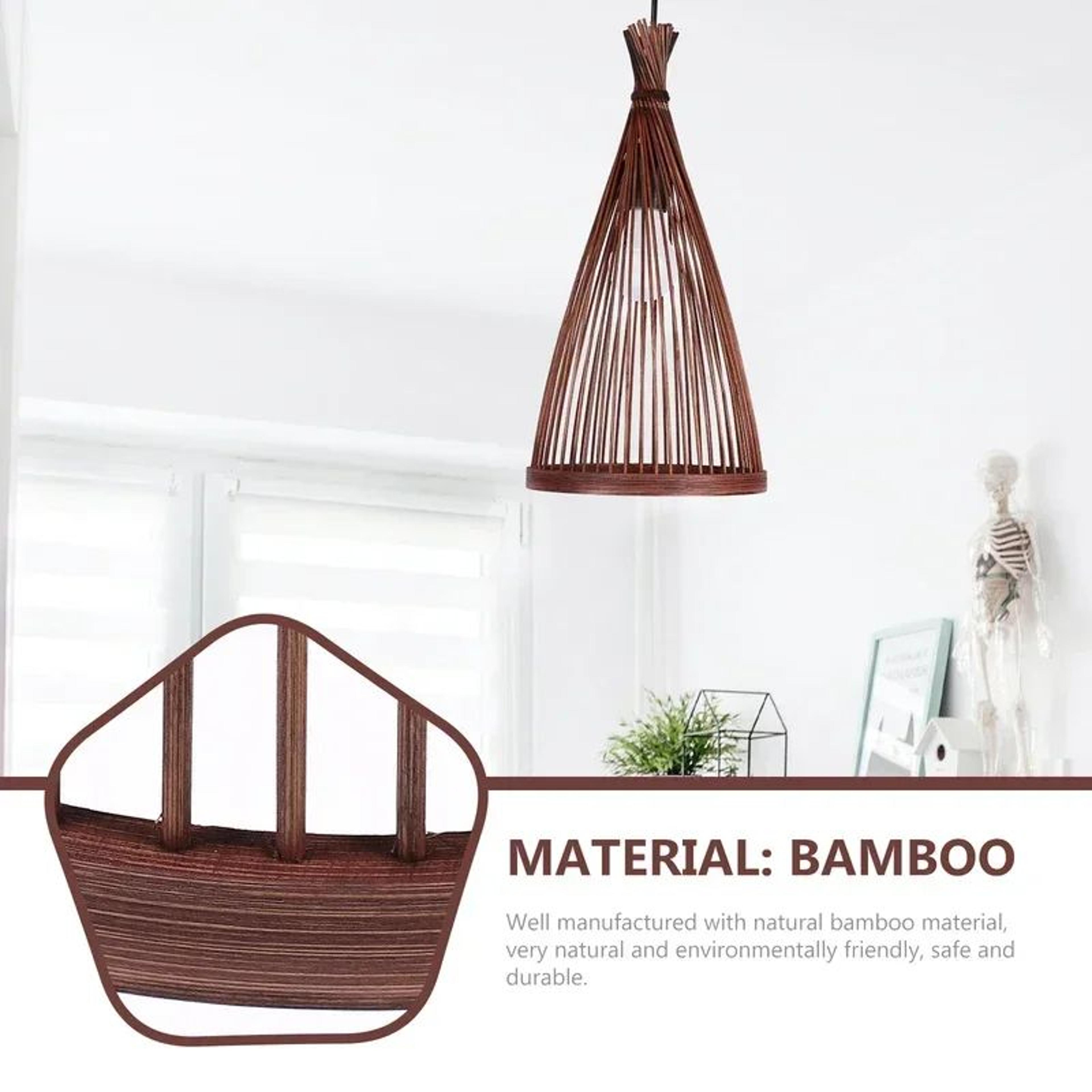 Japanese Bamboo Pendant Light  Handmade Woven E27 Hanging Lamp With Warm Light For Tearoom Restaura 8