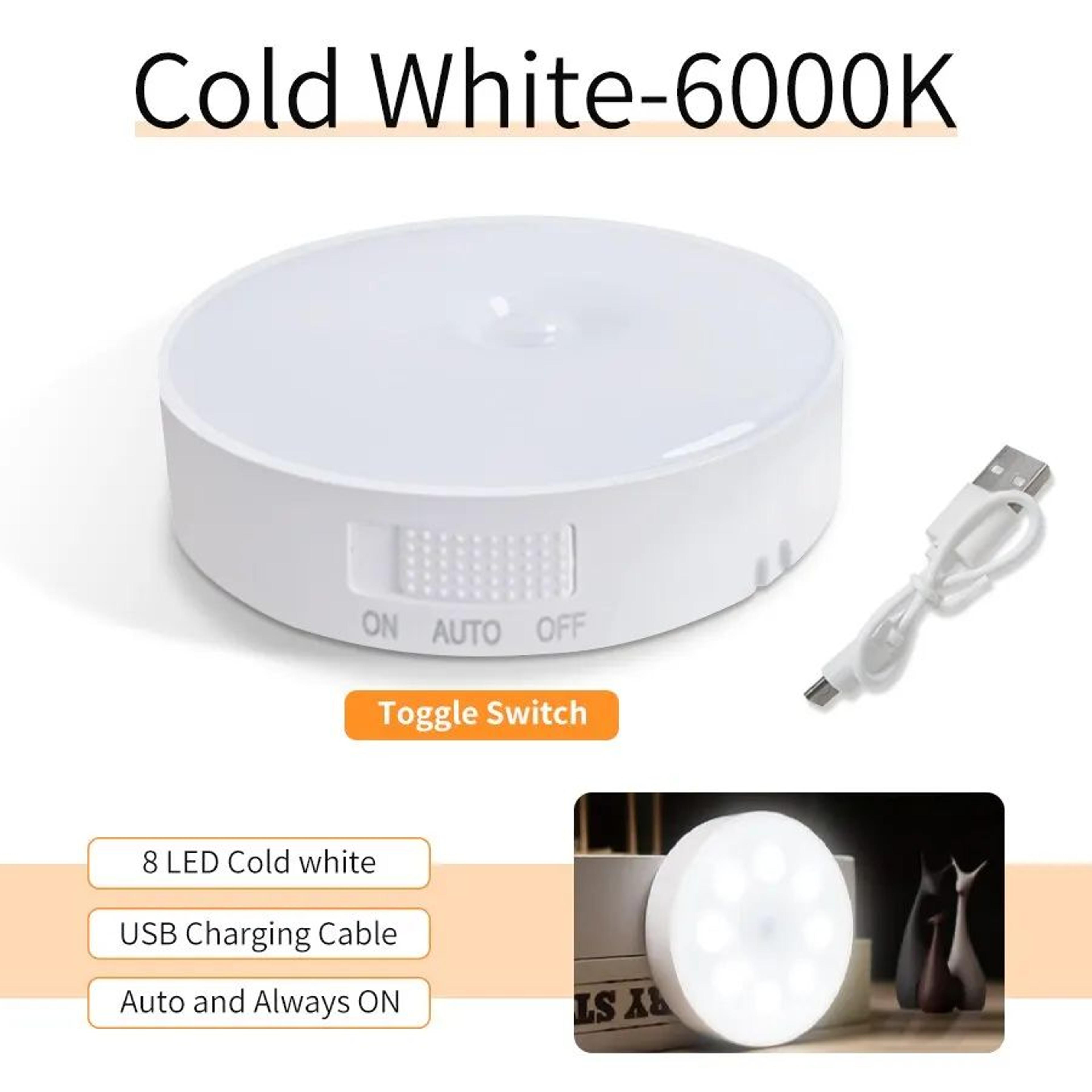 Rechargeable LED Motion Sensor Light  USB Puck Lamp For Under Cabinet Closet Wardrobe Kitchen Stair 8