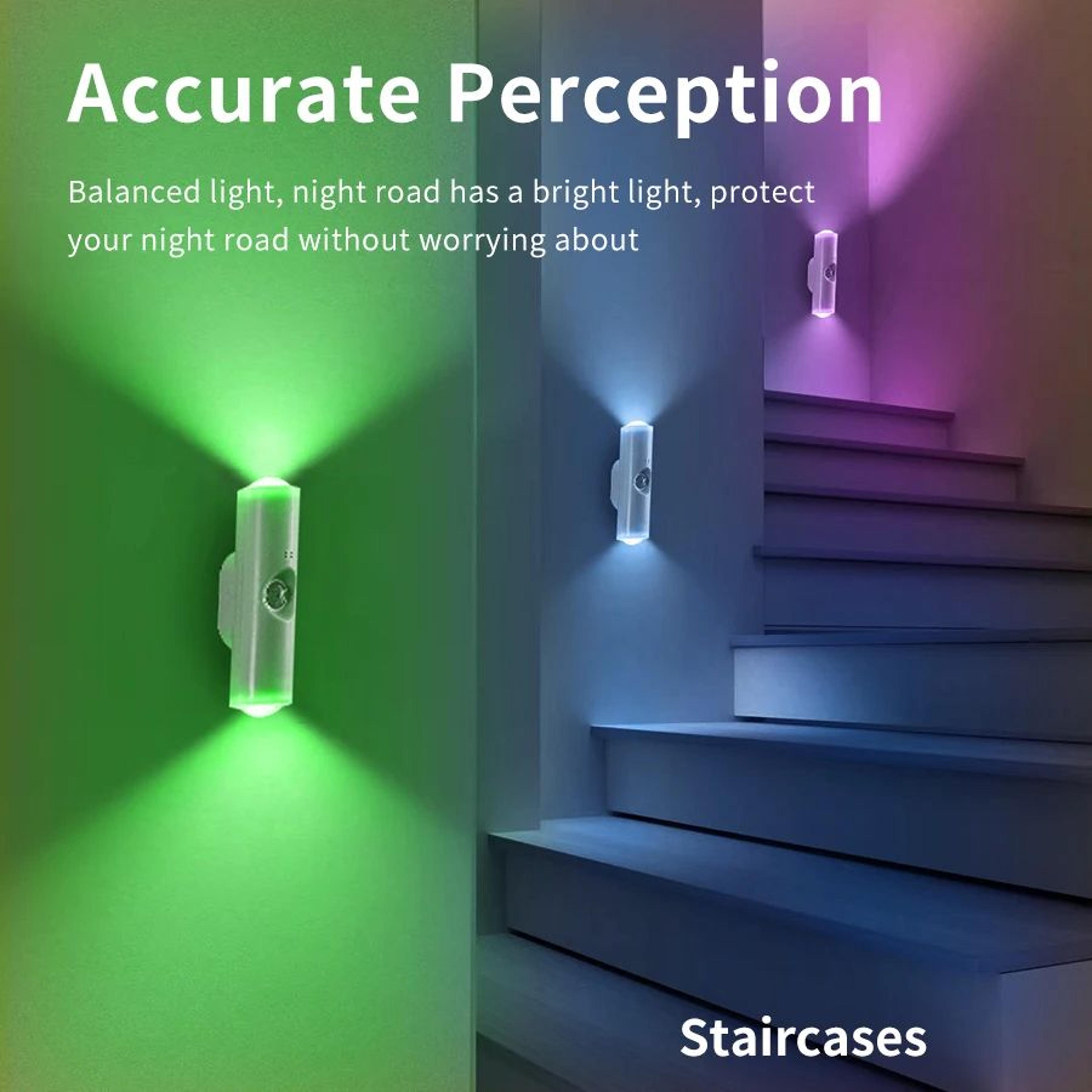 Magnetic RGB Motion Sensor Light  USB C Rechargeable Dimmable Cabinet Night Light For Hallway Stair 4