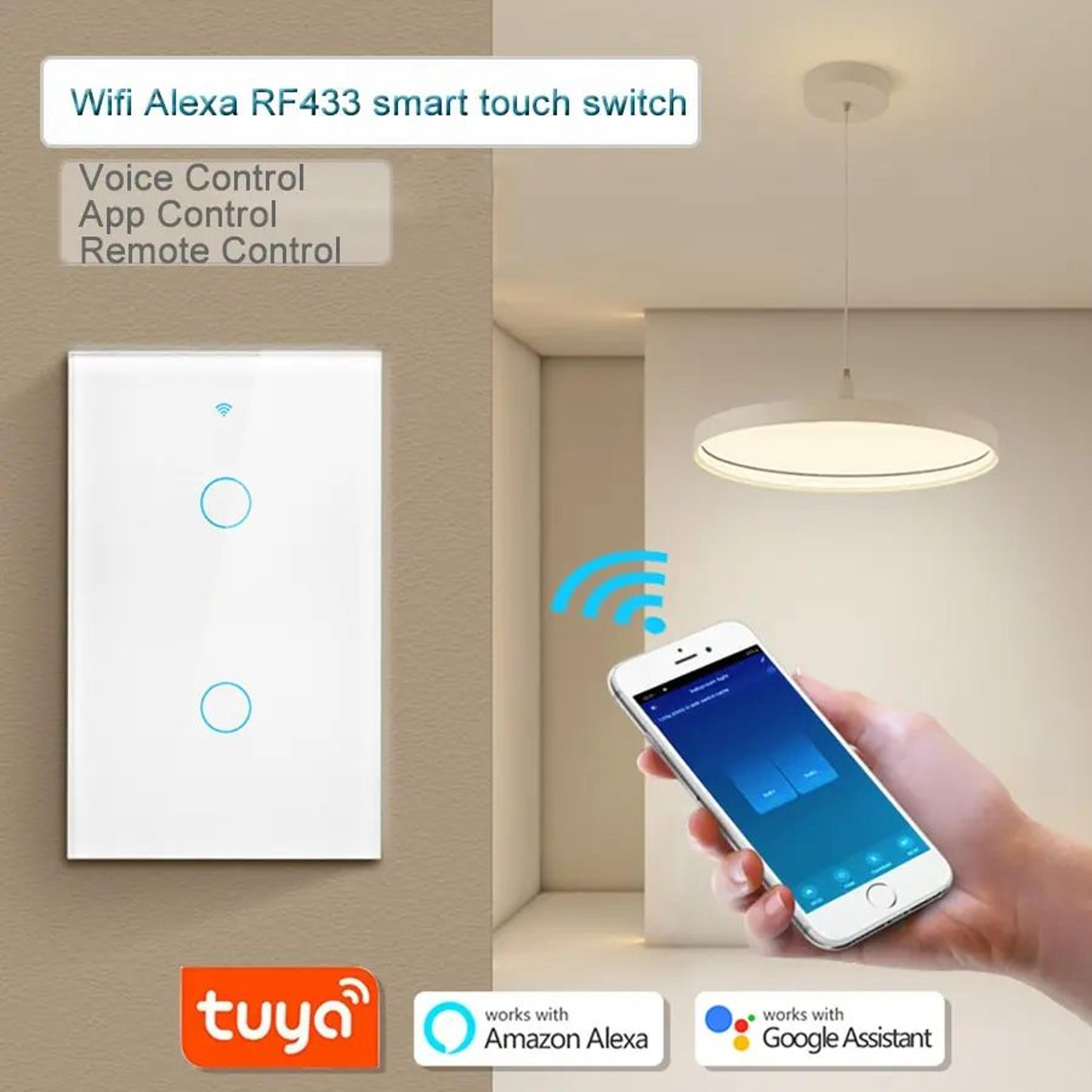 WiFi Smart Touch Light Switch  US Standard No Neutral Wall Switch With Voice App  433MHz RF Control 3