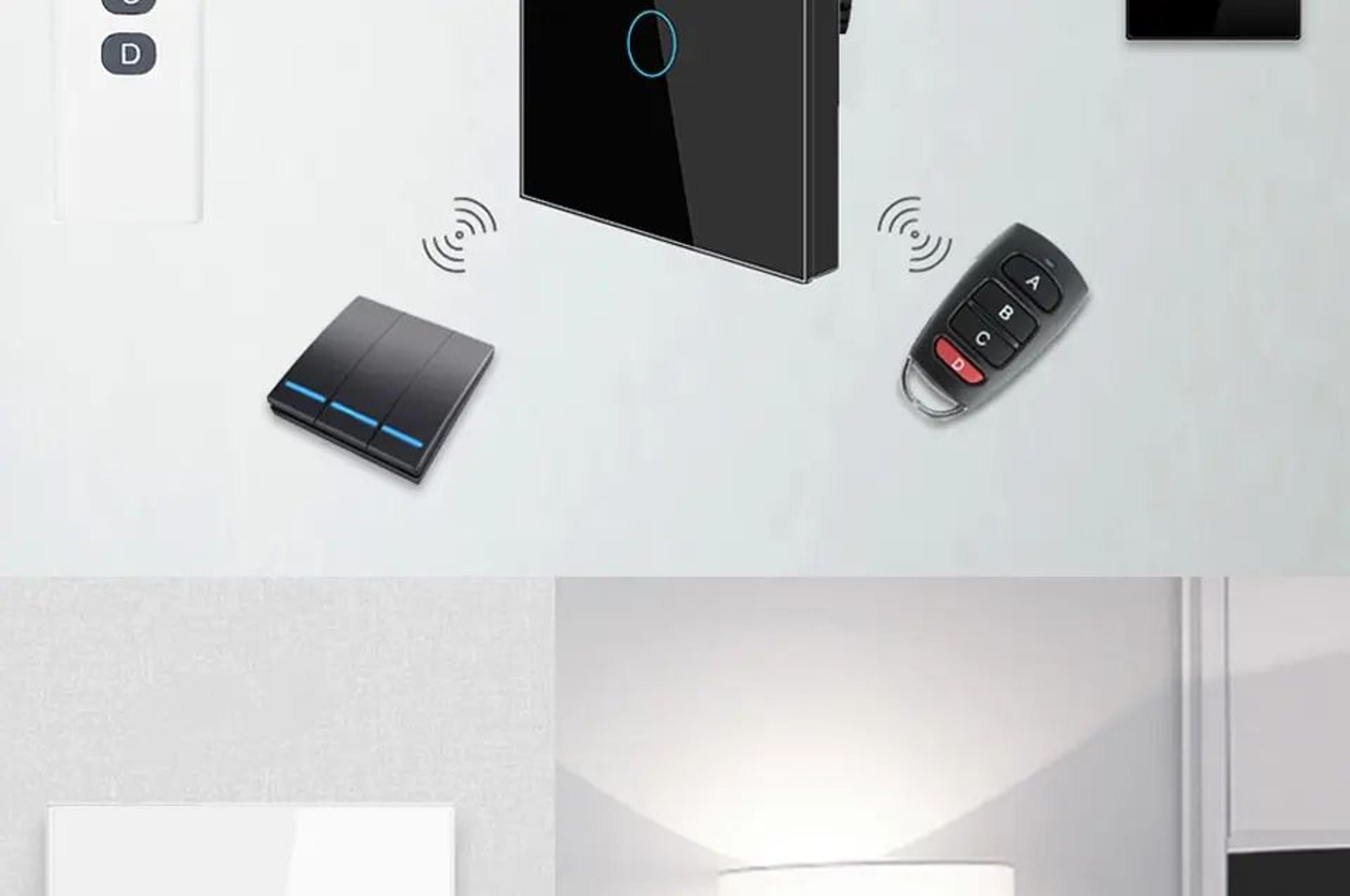 WiFi Smart Touch Light Switch  US Standard No Neutral Wall Switch With Voice App  433MHz RF Control 8