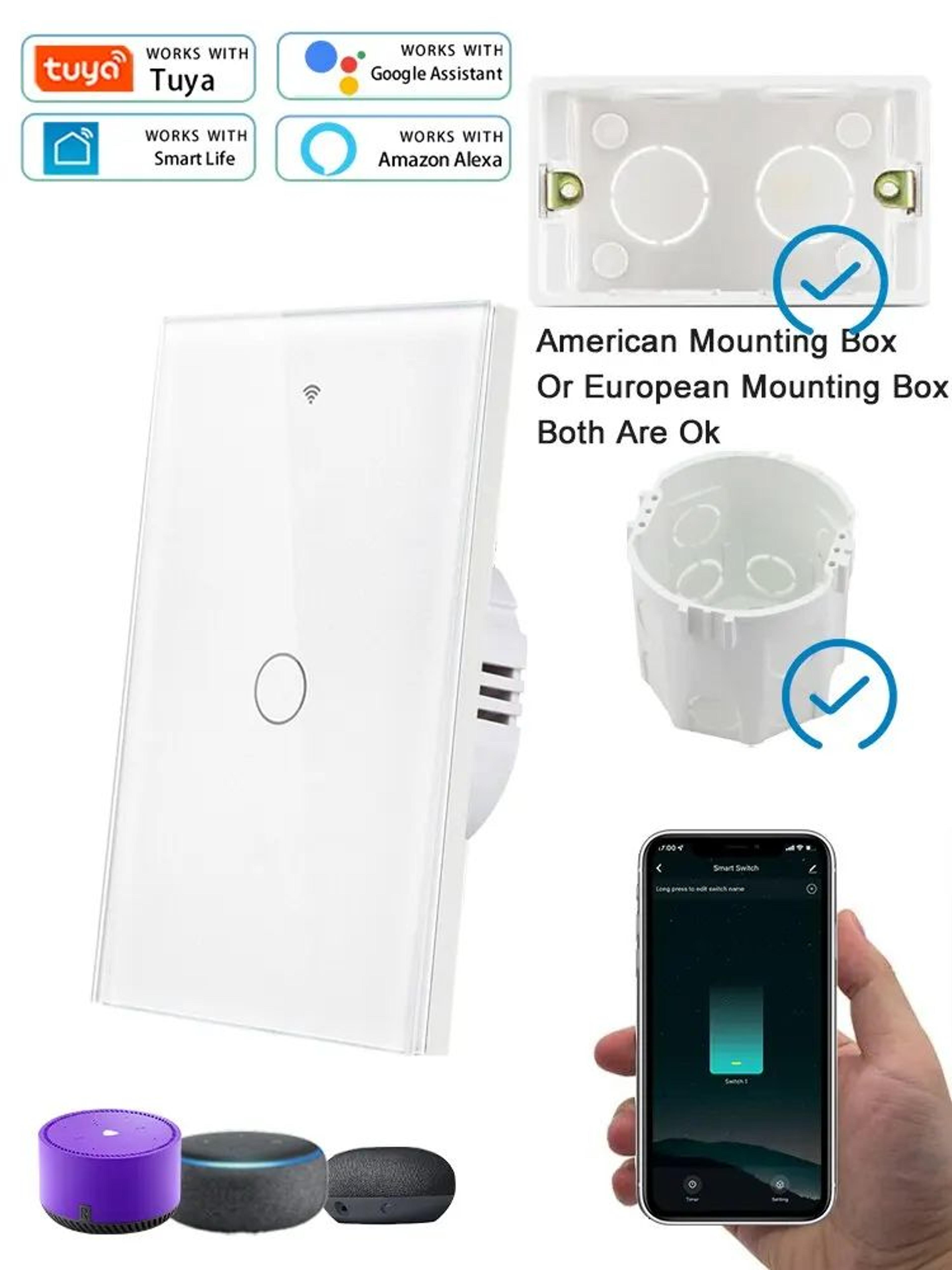 WiFi Smart Touch Light Switch  US Standard No Neutral Wall Switch With Voice App  433MHz RF Control 11