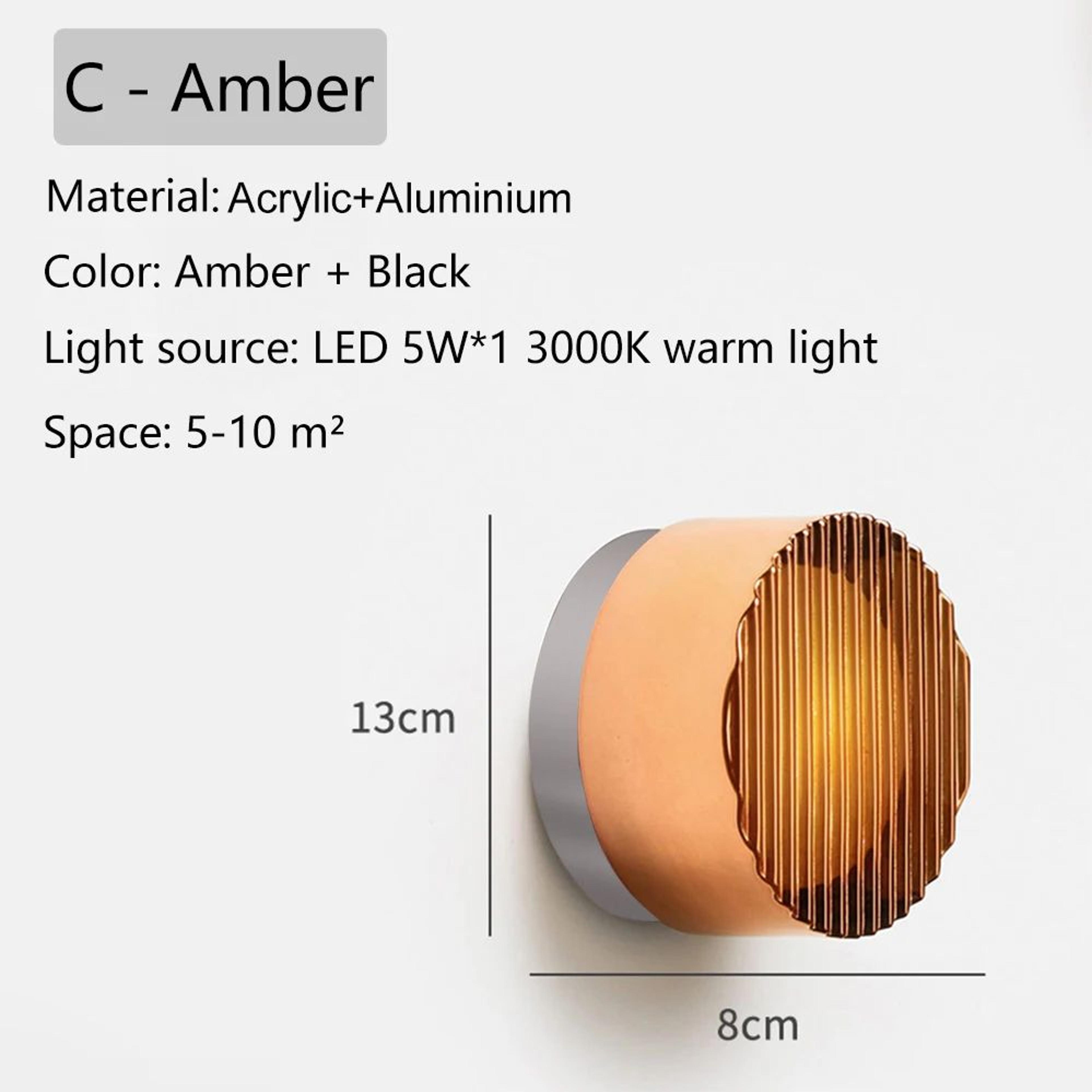 Round LED Acrylic Wall Lamp  Modern 5 W 3 Color Accent Light In White Amber Or Grey For Bedroom Stu 15
