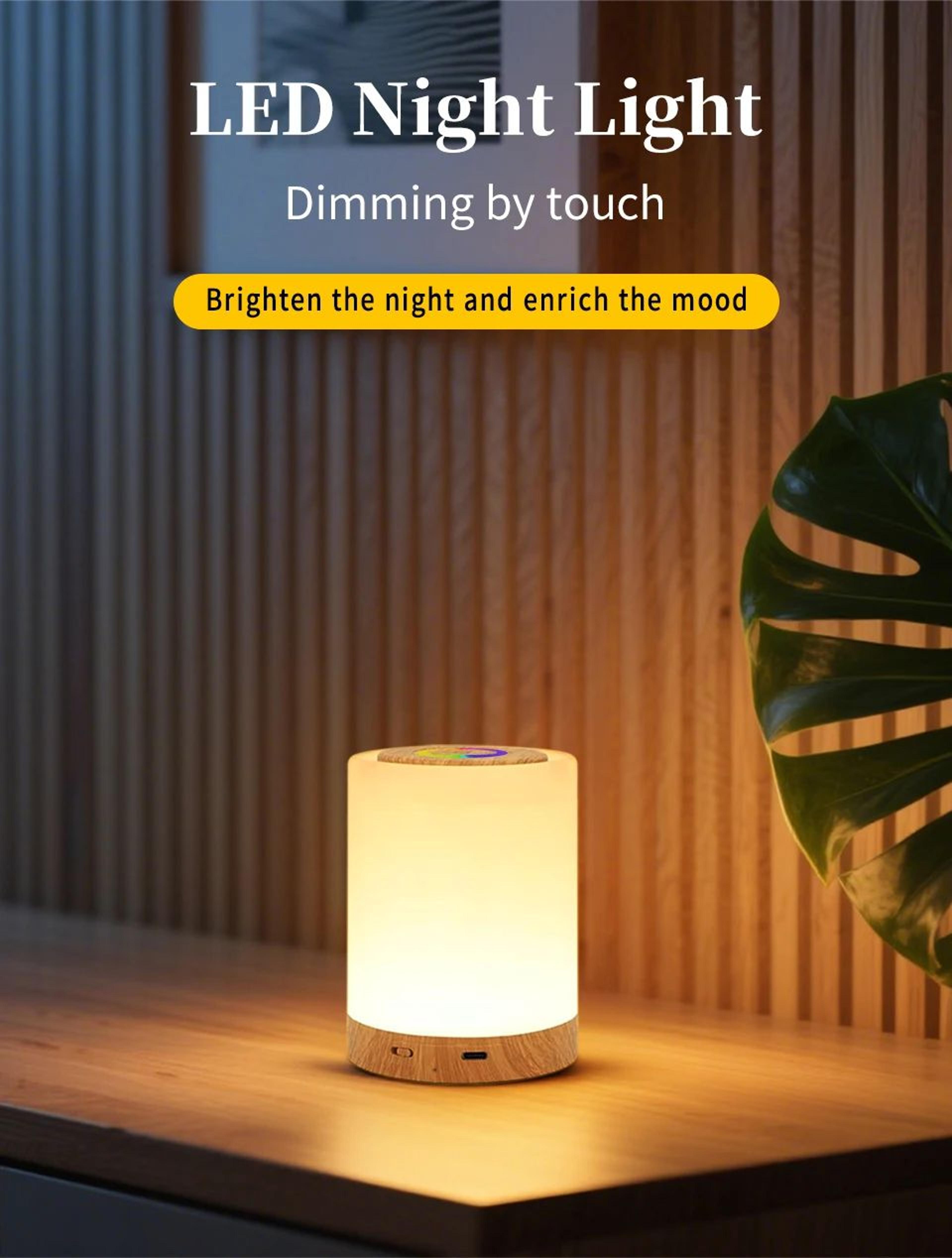 Rechargeable Touch Table Lamp  Dimmable RGB  Warm White LED Night Light For Bedroom Bedside Living  6