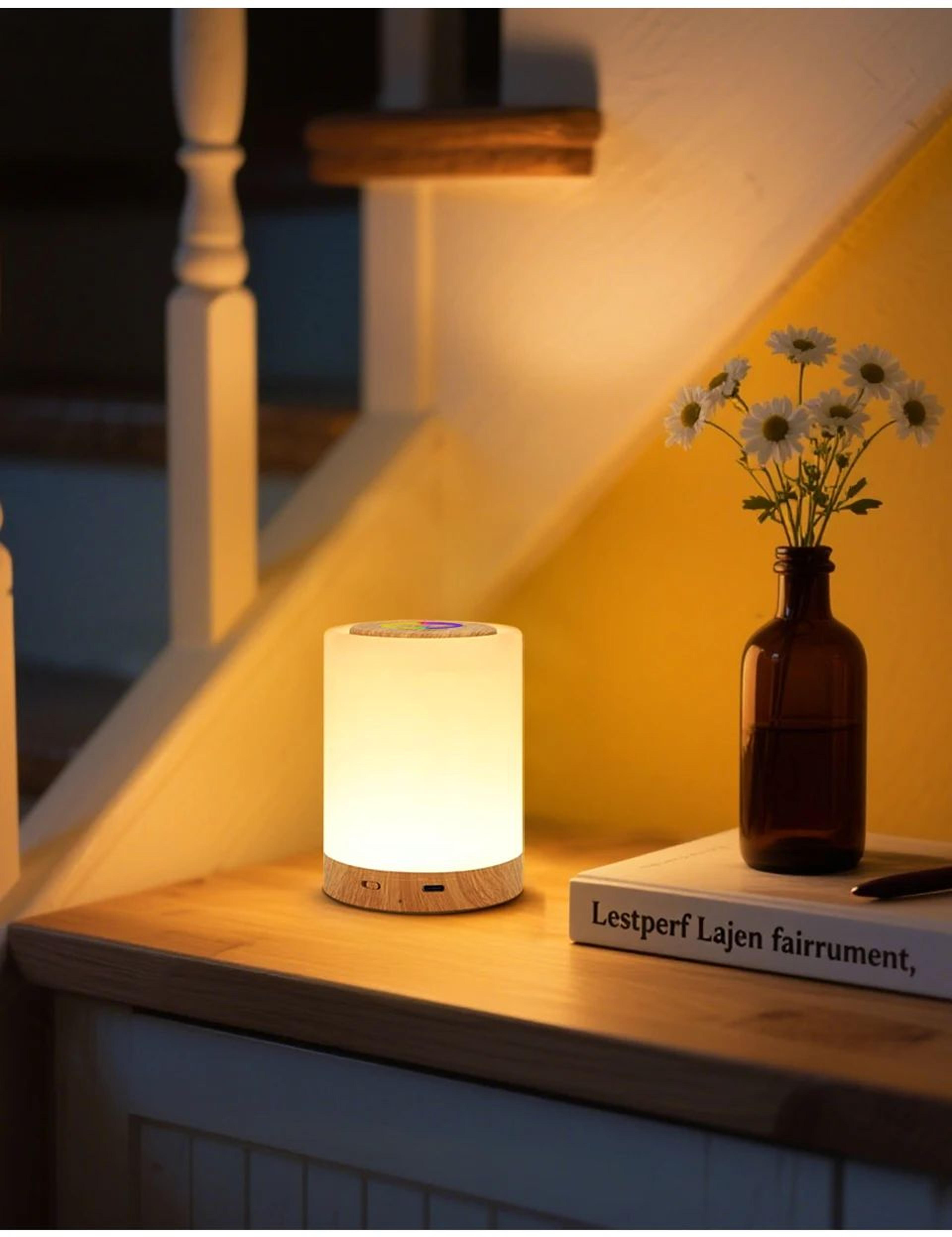Rechargeable Touch Table Lamp  Dimmable RGB  Warm White LED Night Light For Bedroom Bedside Living  19
