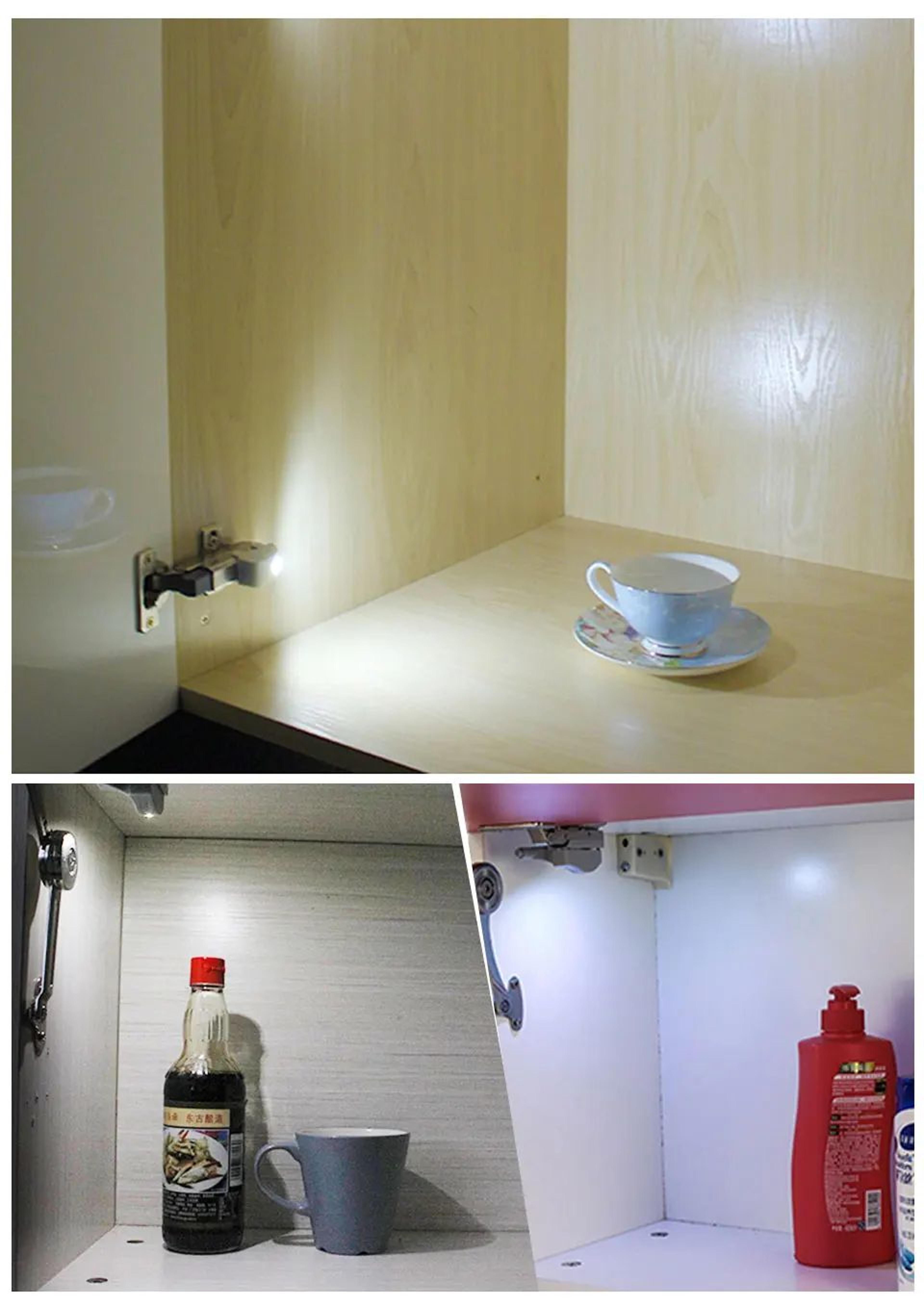 10pcs LED Cabinet Hinge Lights  Cool White Battery Powered Automatic Sensor Lamps For Kitchen Cupbo 13