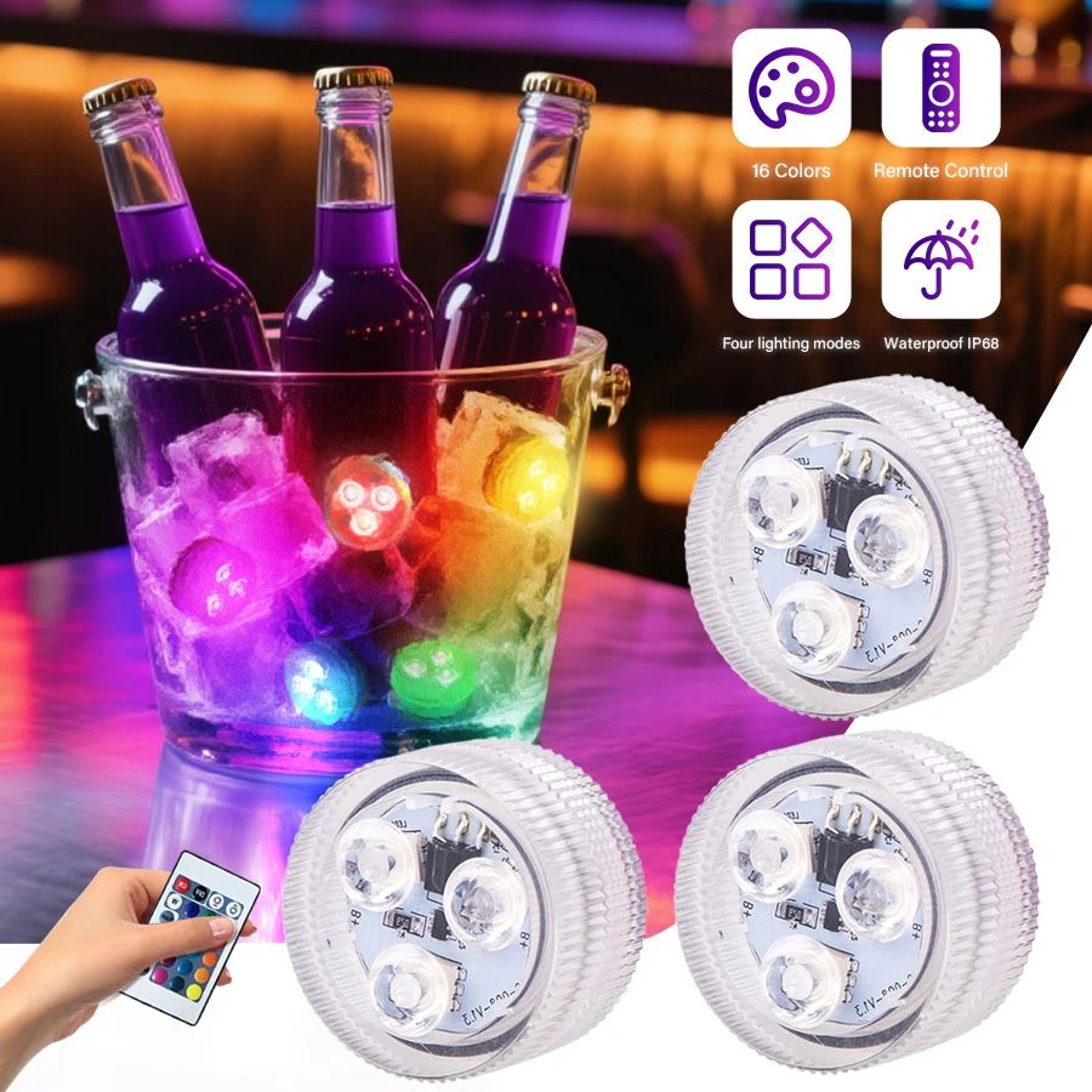 submersible rgb led tea lights – battery powered underwater lamps with remote for vases, fish tanks and party decoration
