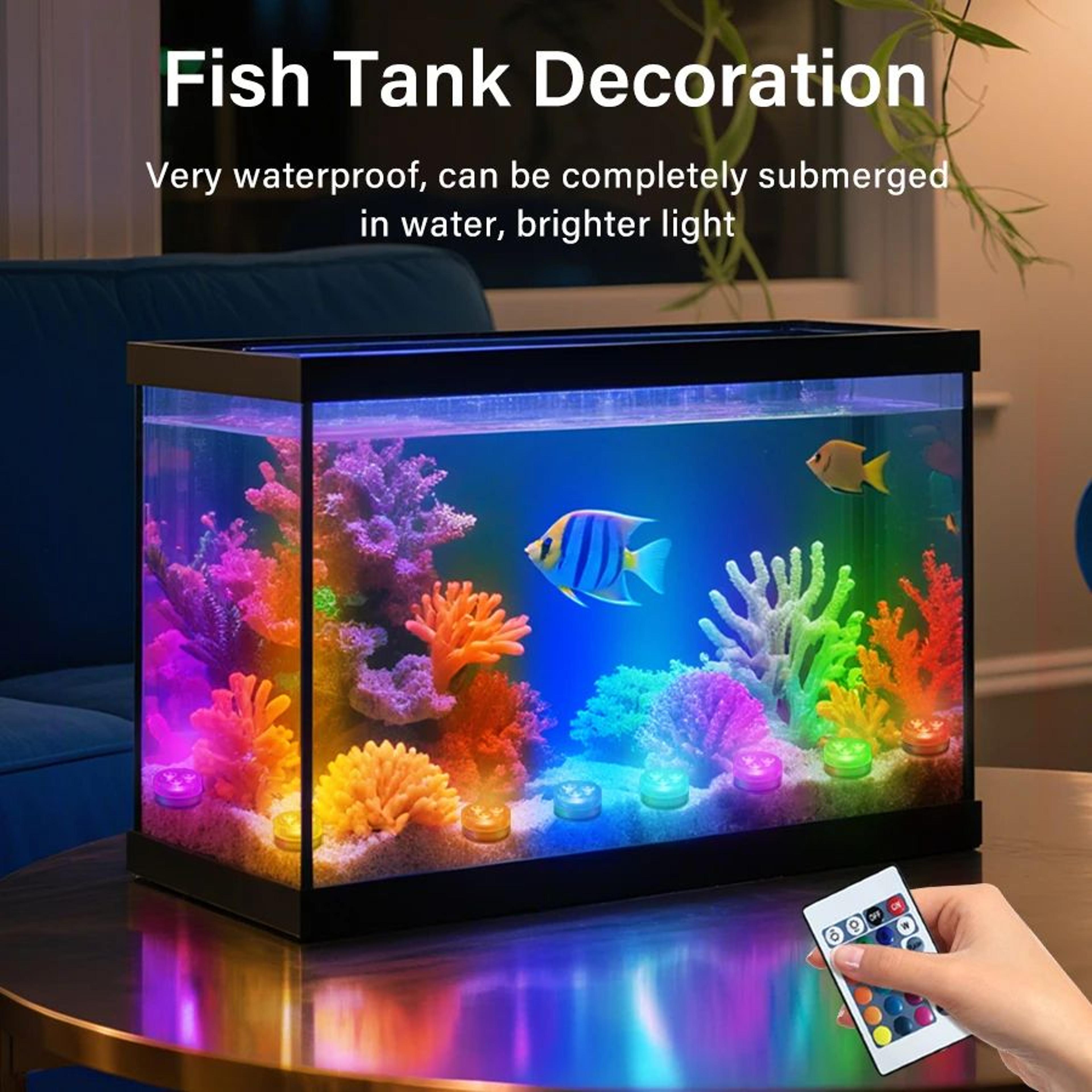 Submersible RGB LED Tea Lights  Battery Powered Underwater Lamps With Remote For Vases Fish Tanks A 2