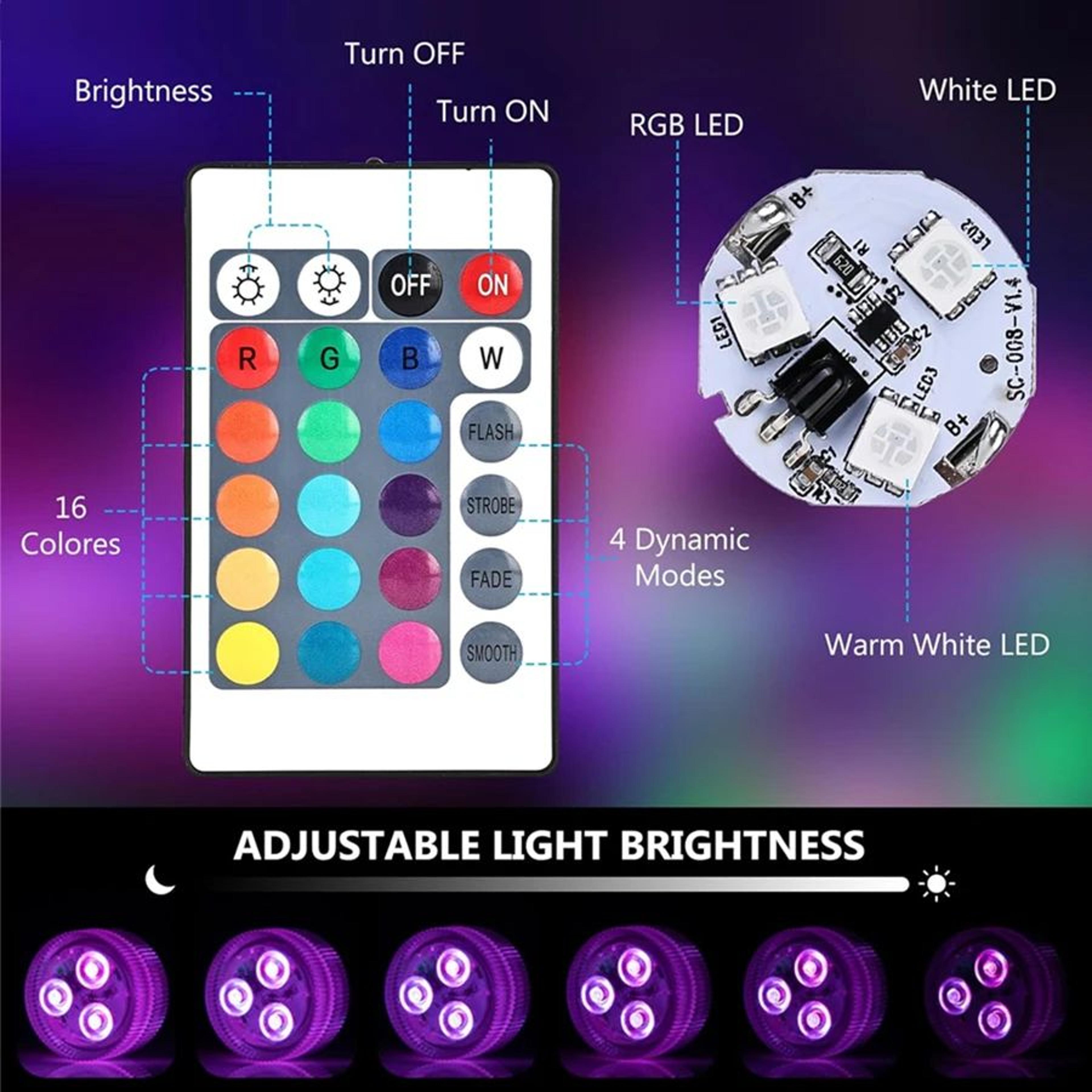 Submersible RGB LED Tea Lights  Battery Powered Underwater Lamps With Remote For Vases Fish Tanks A 1