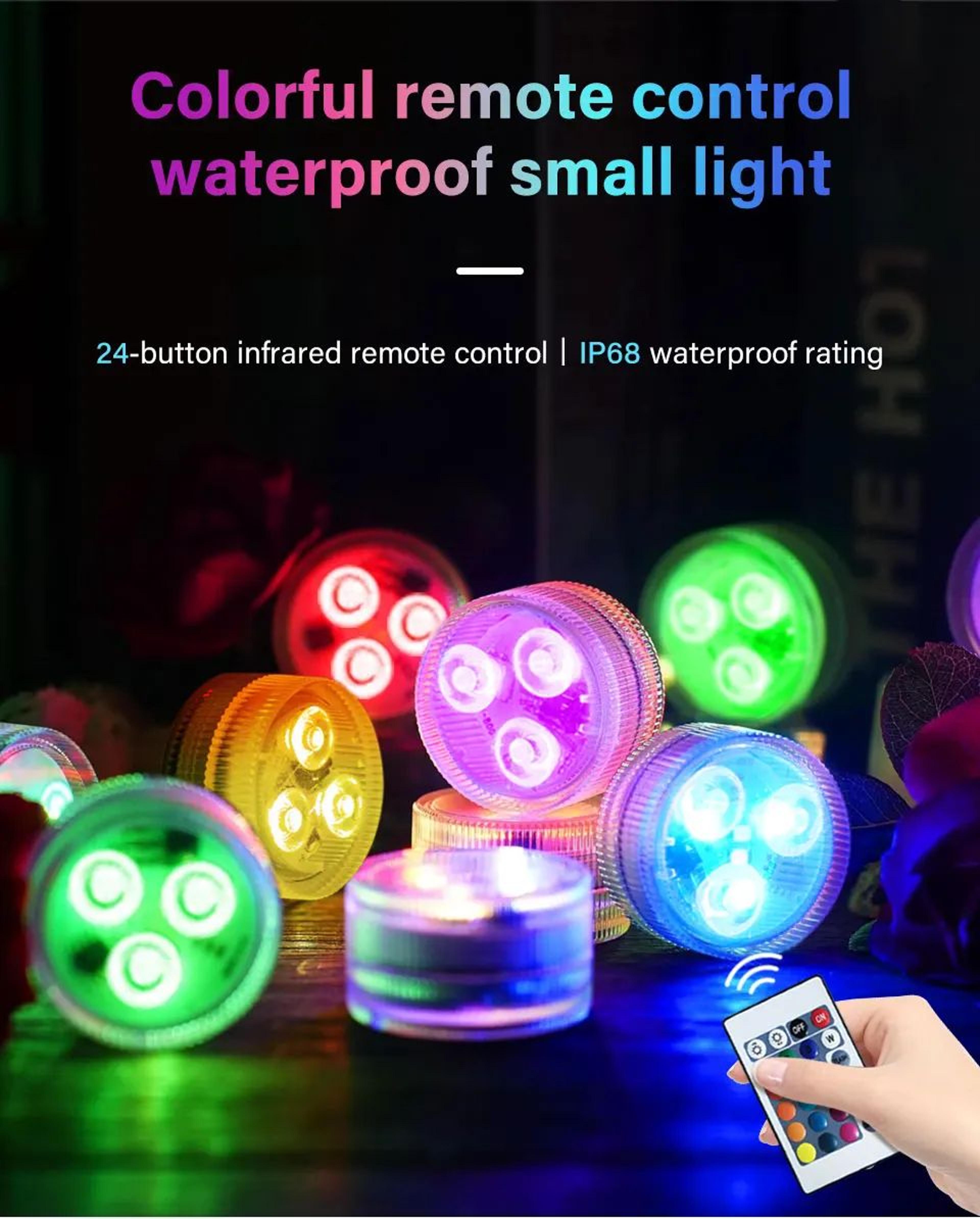 Submersible RGB LED Tea Lights  Battery Powered Underwater Lamps With Remote For Vases Fish Tanks A 5