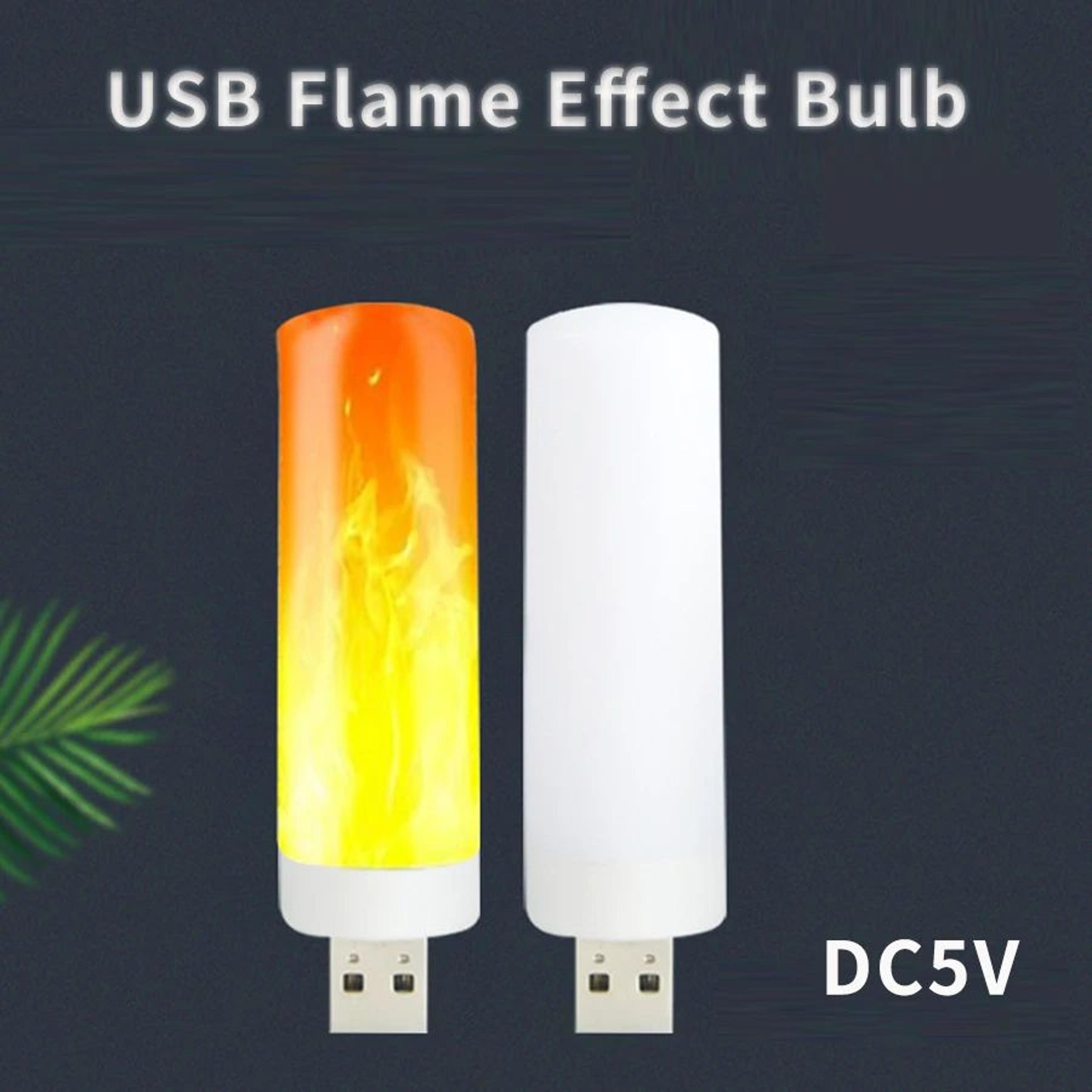 usb led flame effect bulb – 2w flickering yellow night light for cozy bedroom decor, party displays and camping ambiance