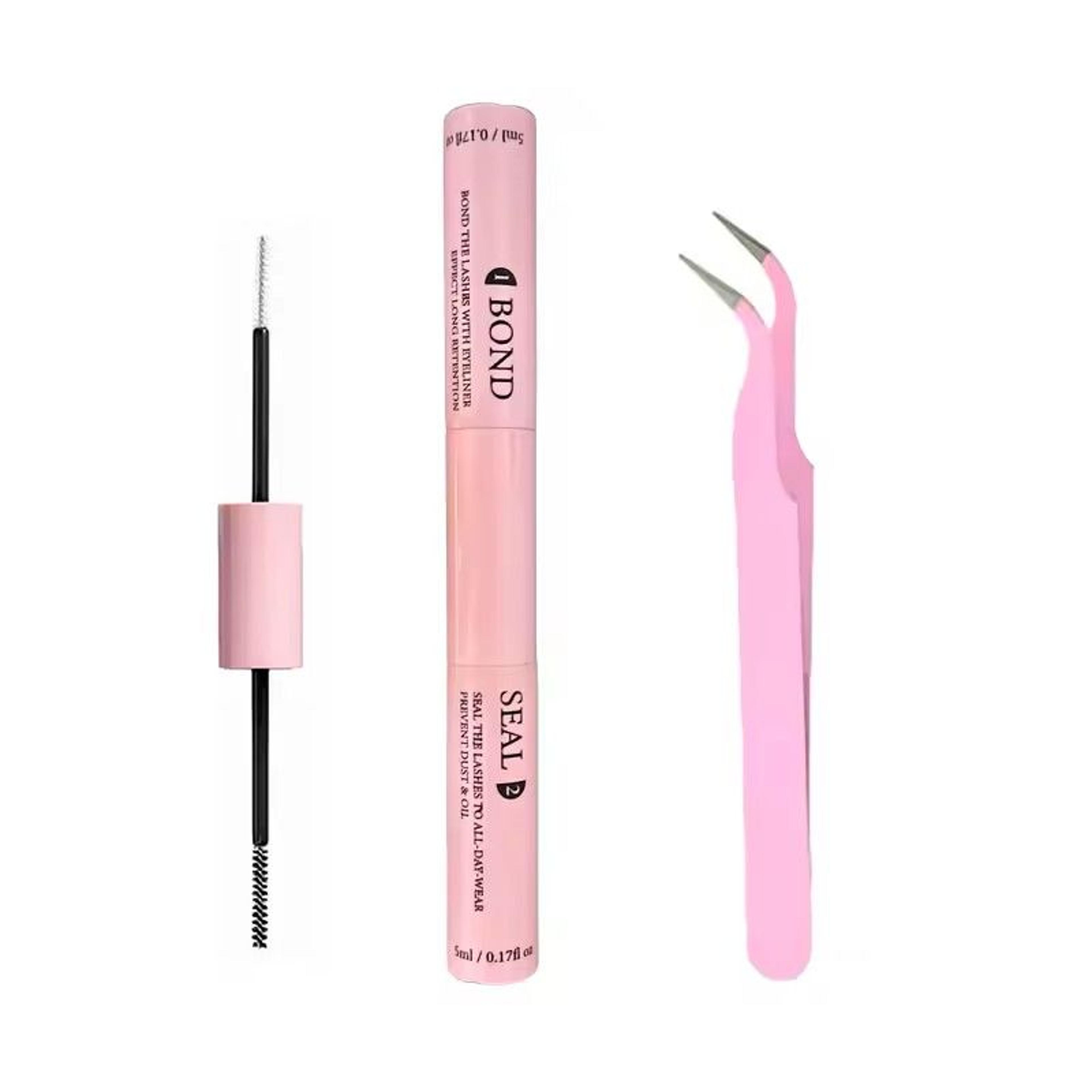lash bond & seal extension kit – super strong hold adhesive, remover & tweezers for long-lasting diy lash extensions