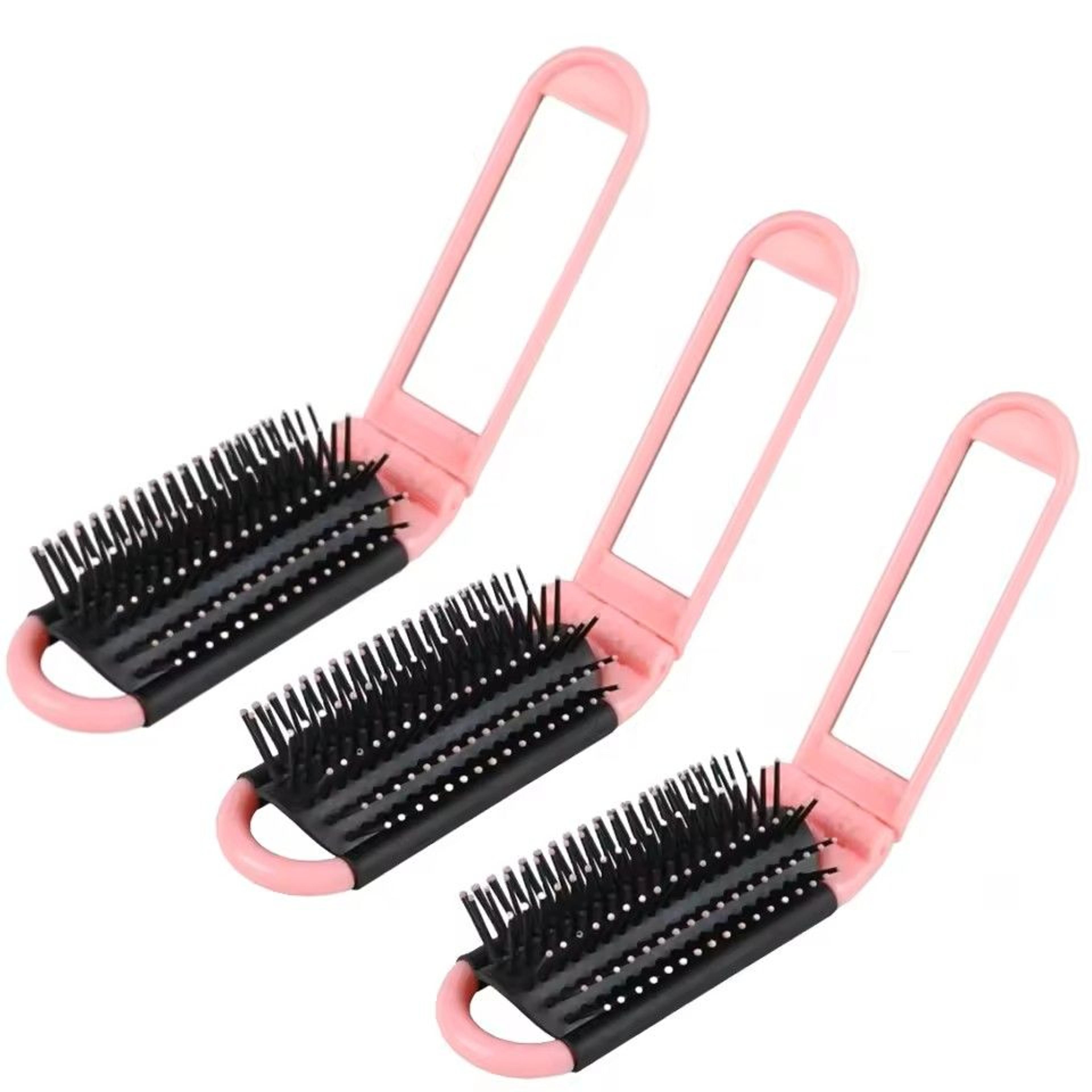 3pcs foldable portable mirror comb mini hairbrush with scalp massage airbag design