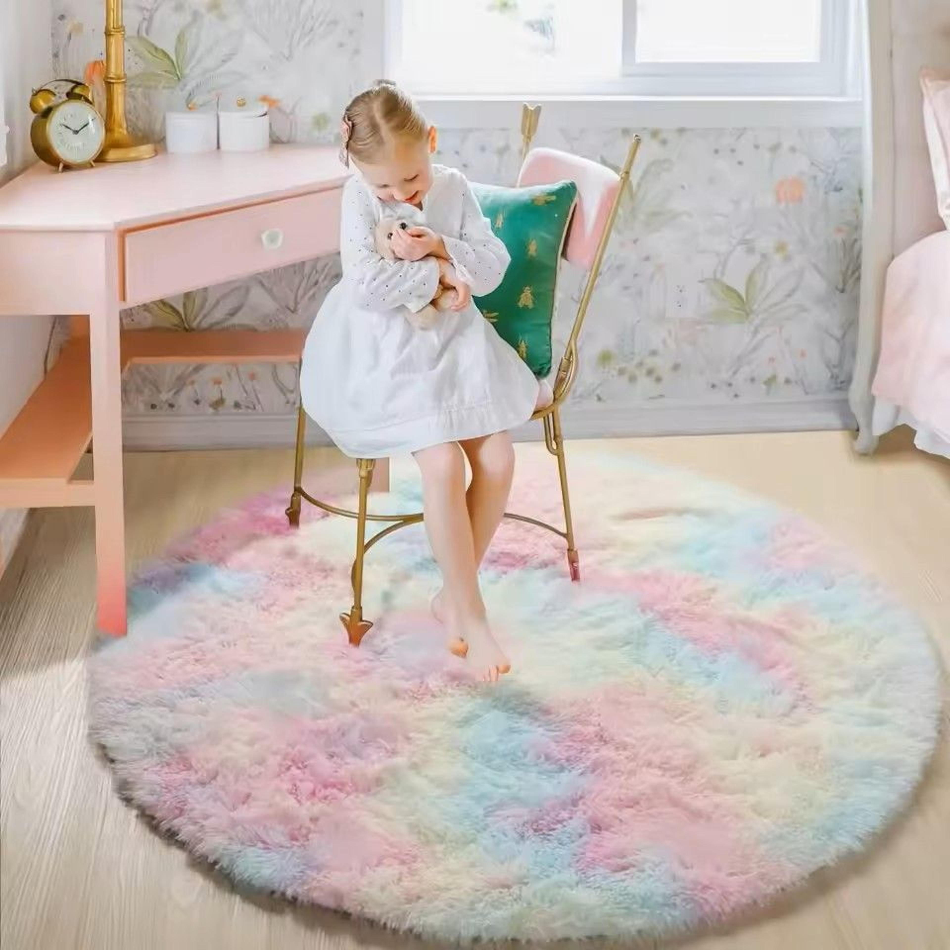 super soft plush round rug mat fluffy thick pile carpet for living room bedroom kids room and home decor