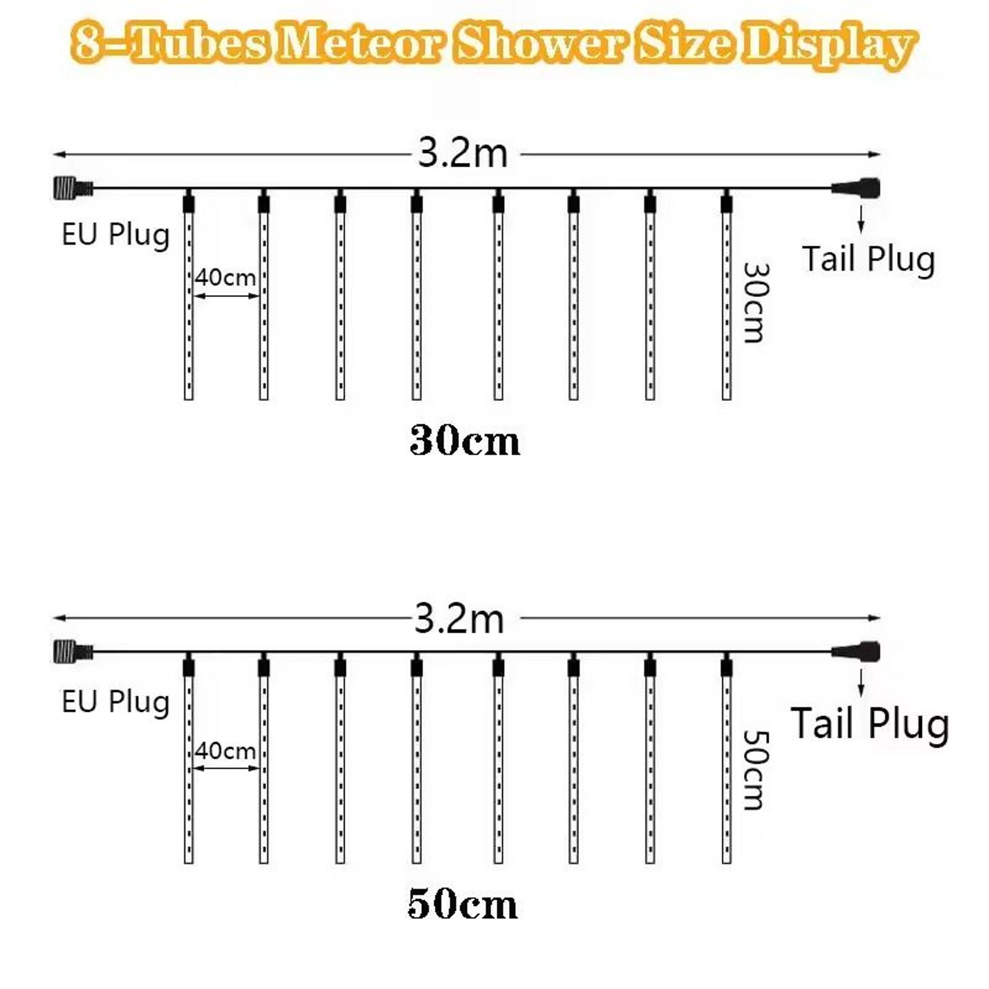 Meteor Rain LED Tube Lights 8Tube Cascading Christmas Light For Outdoor Decor 4