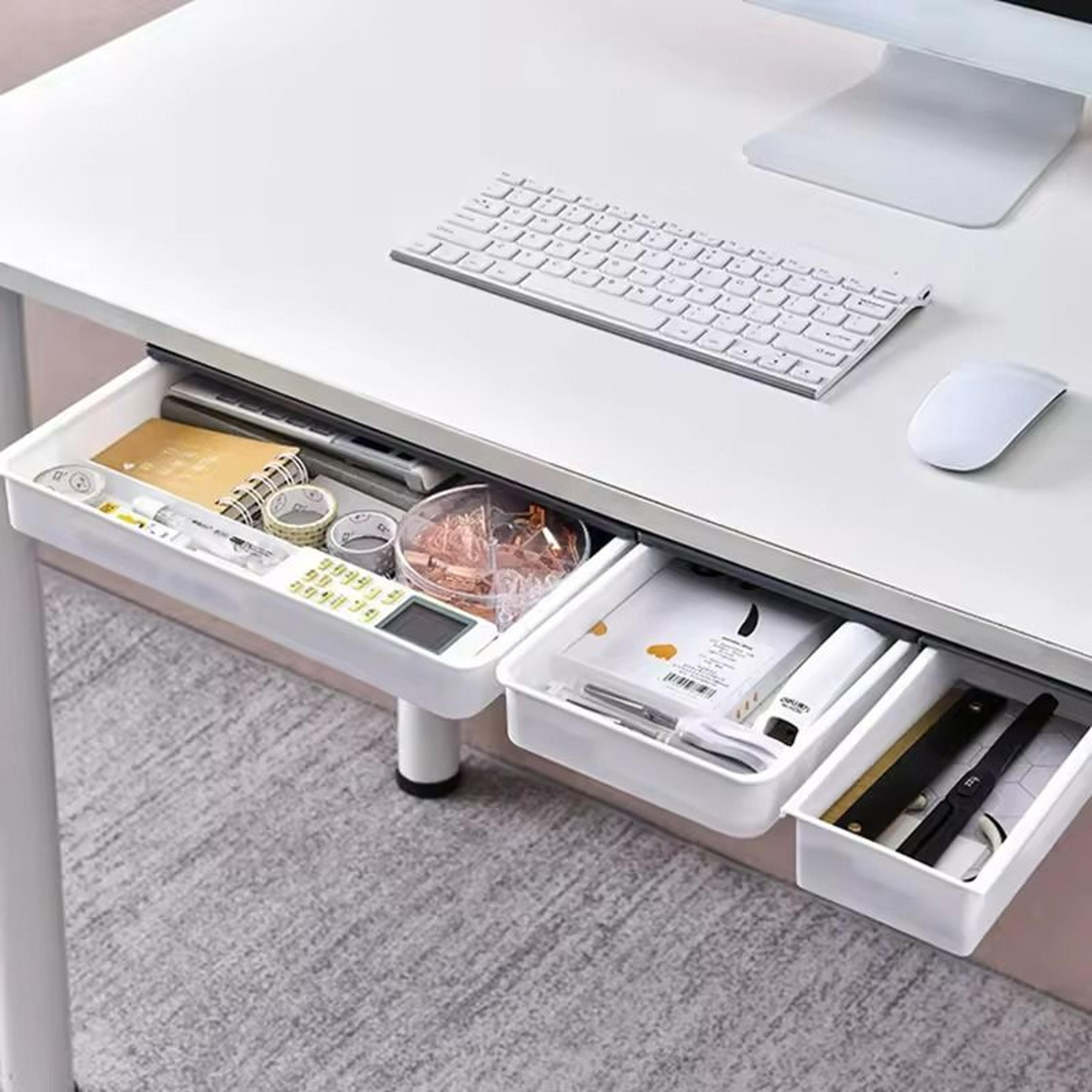 self-adhesive hidden desk drawer – under-table storage box for stationery & accessories
