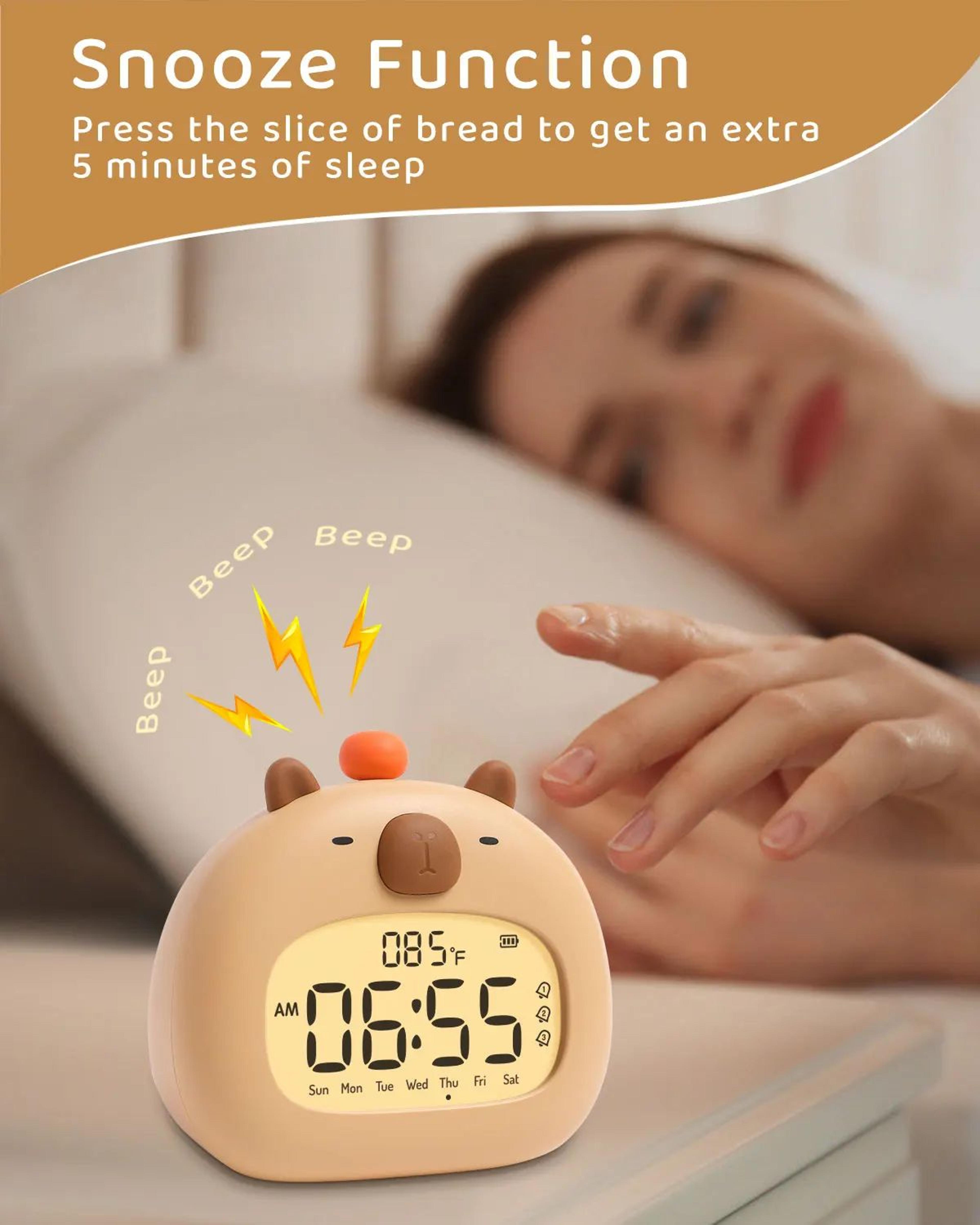 Cute Capybara Alarm Clock With Night Light  Timer  Kids Bedroom Multifunction Clock 6