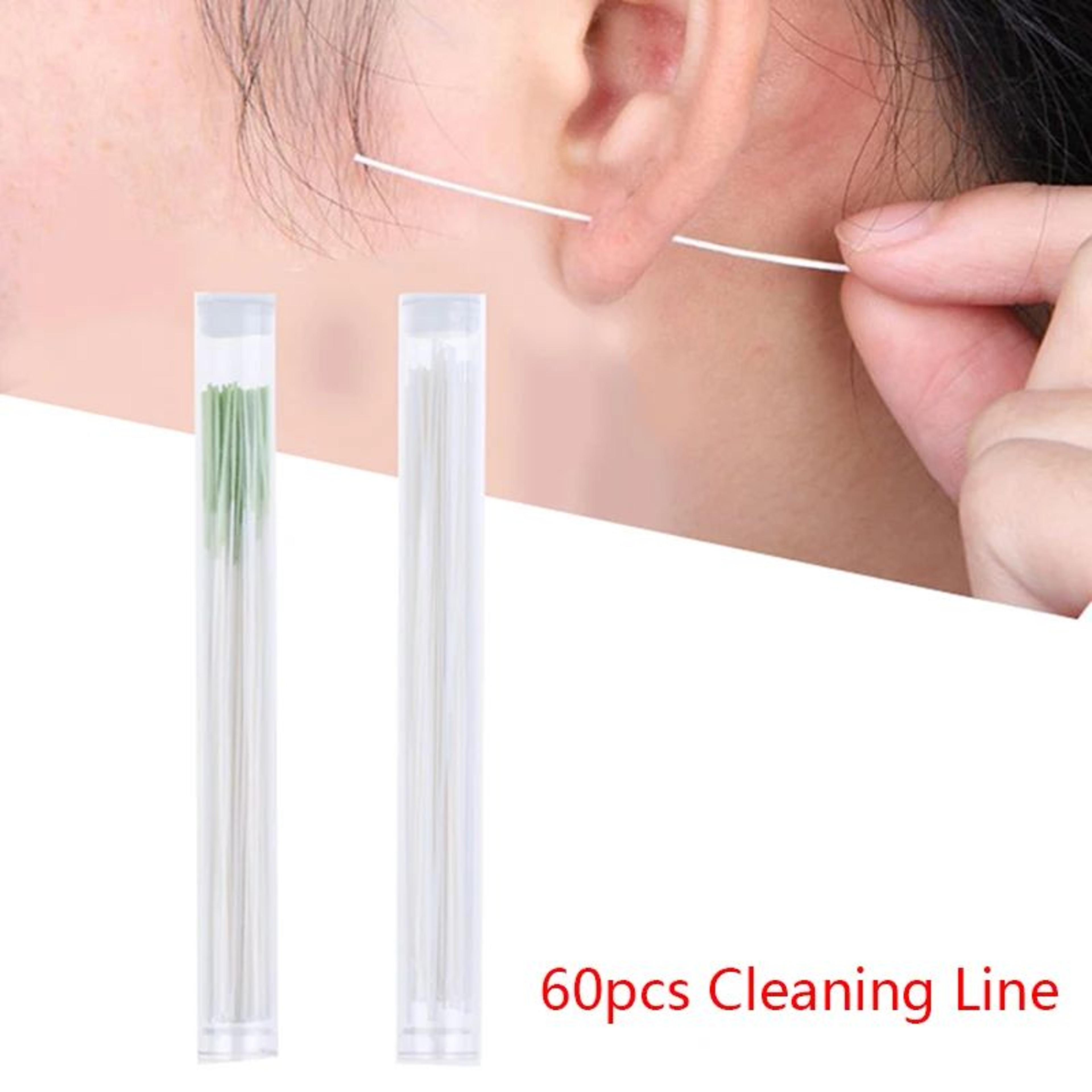 60 Piece Pierced Ear Cleaning Kit Disposable Aftercare Floss And Solution 2