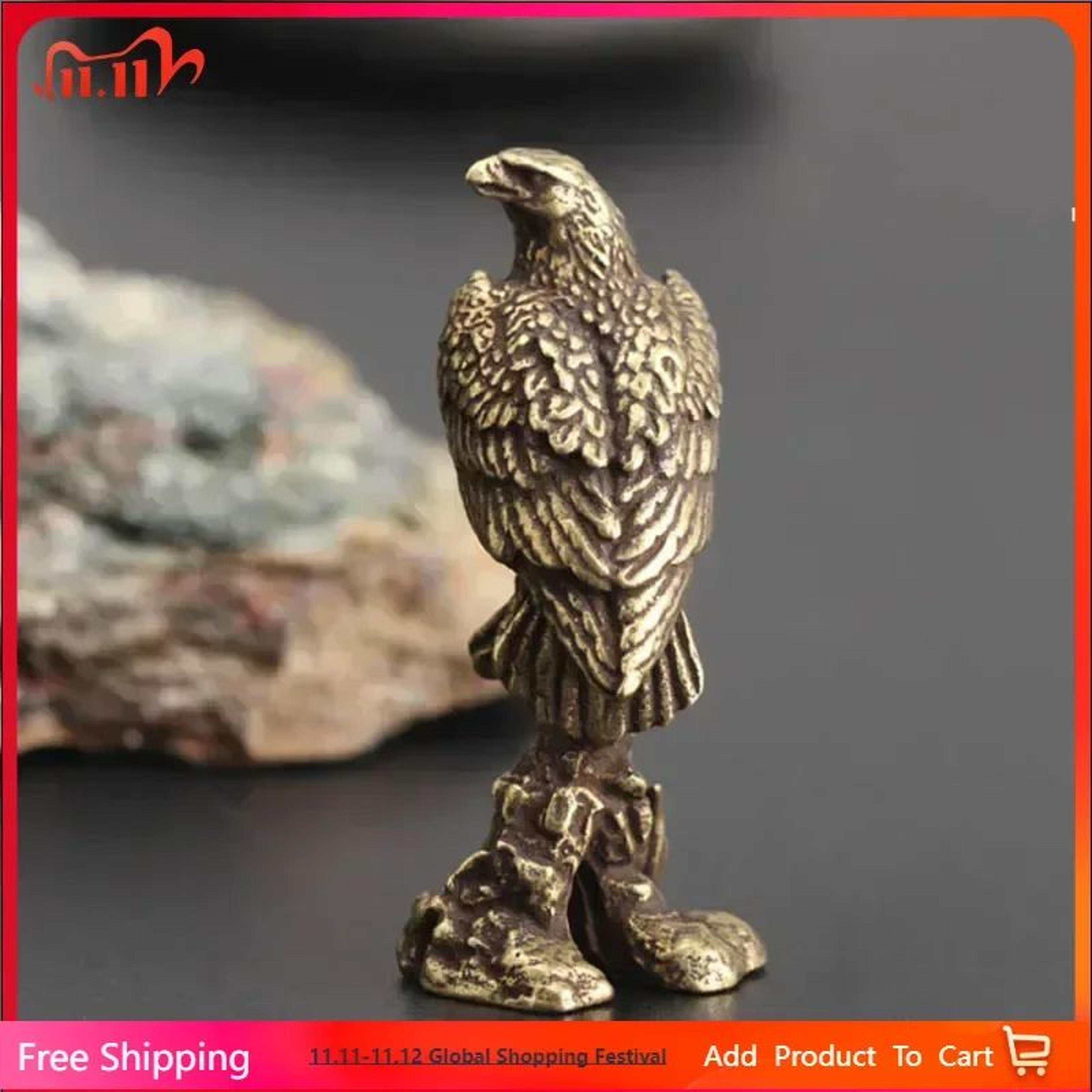 handmade vintage copper eagle figurine sculpture home office desk decoration