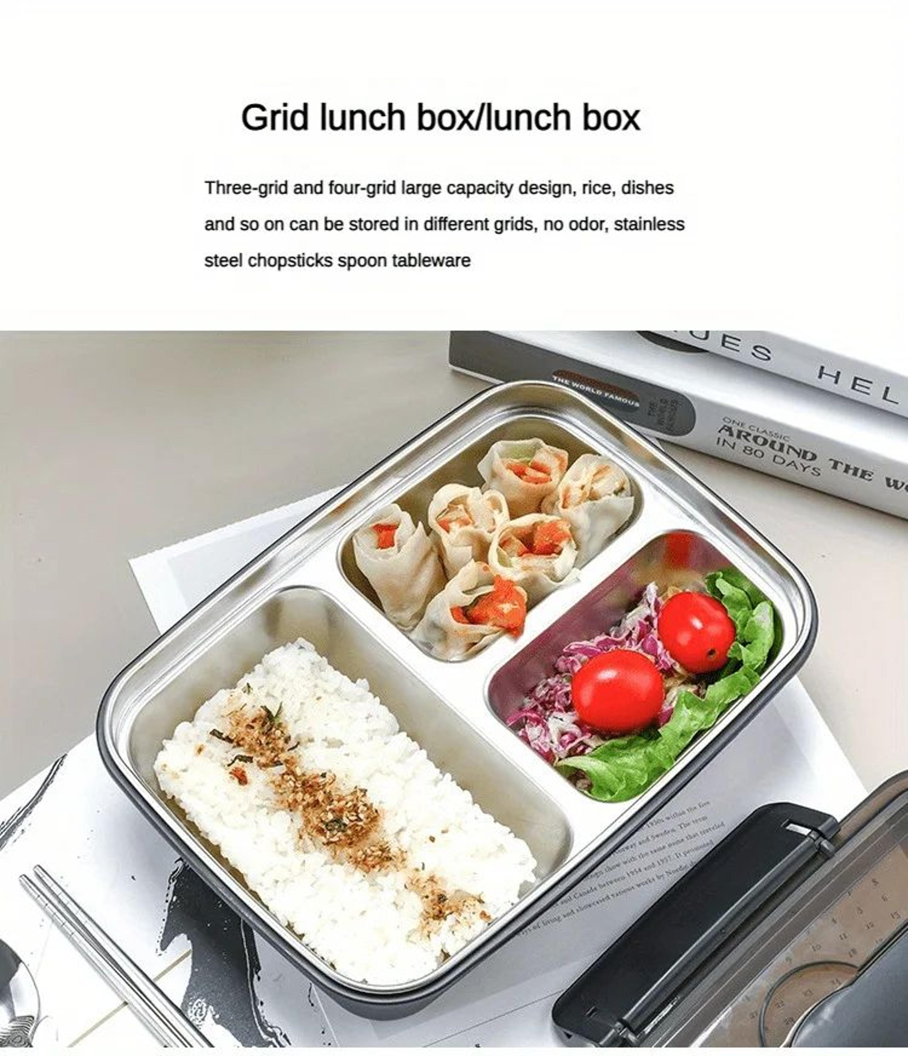 Leak Proof Stainless Steel Lunch Box  Durable 3 Or 4 Compartment Bento Container For Students And O 6