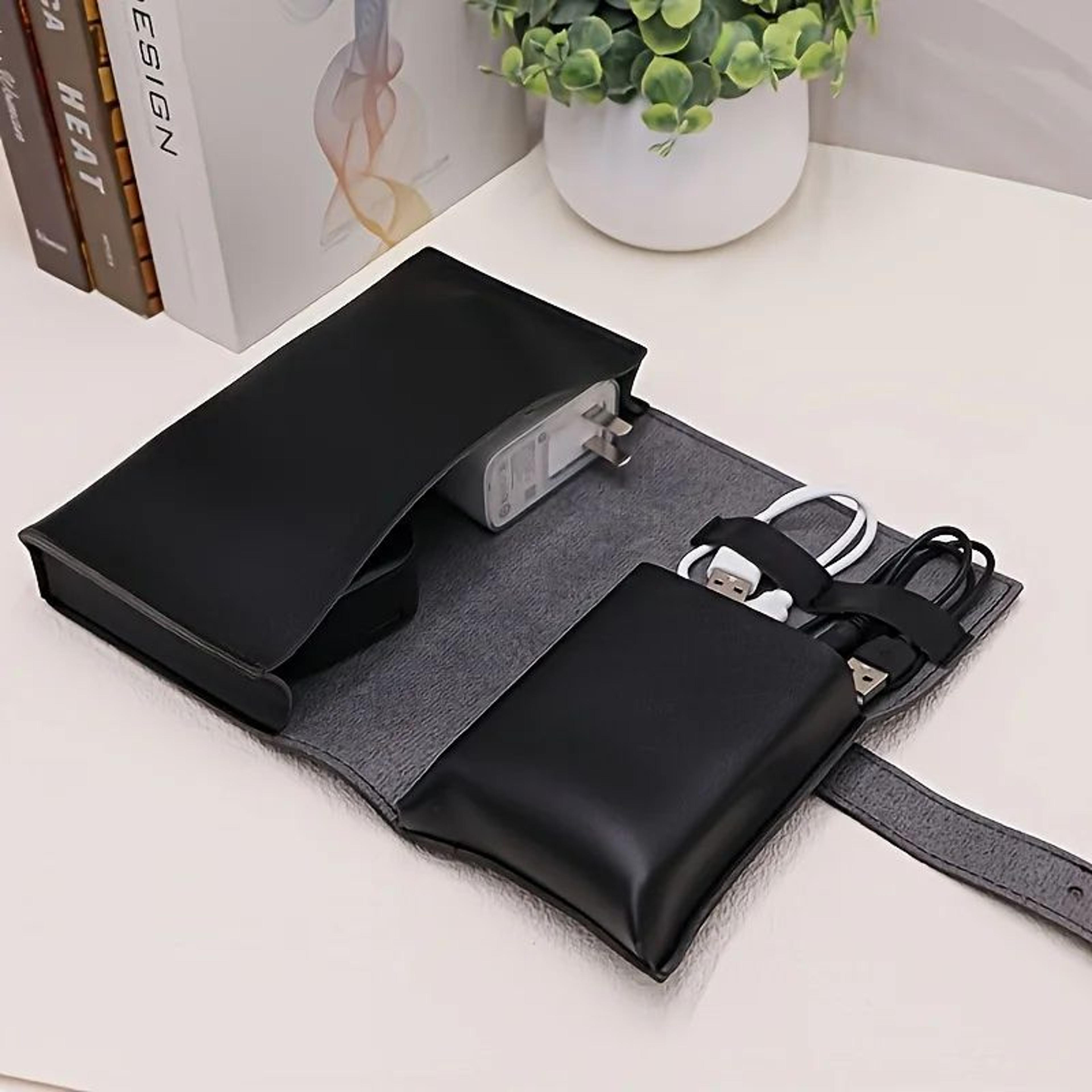 PU Leather MultiCompartment Organizer  Portable Tech And School Accessories Case For Cables Charger 6