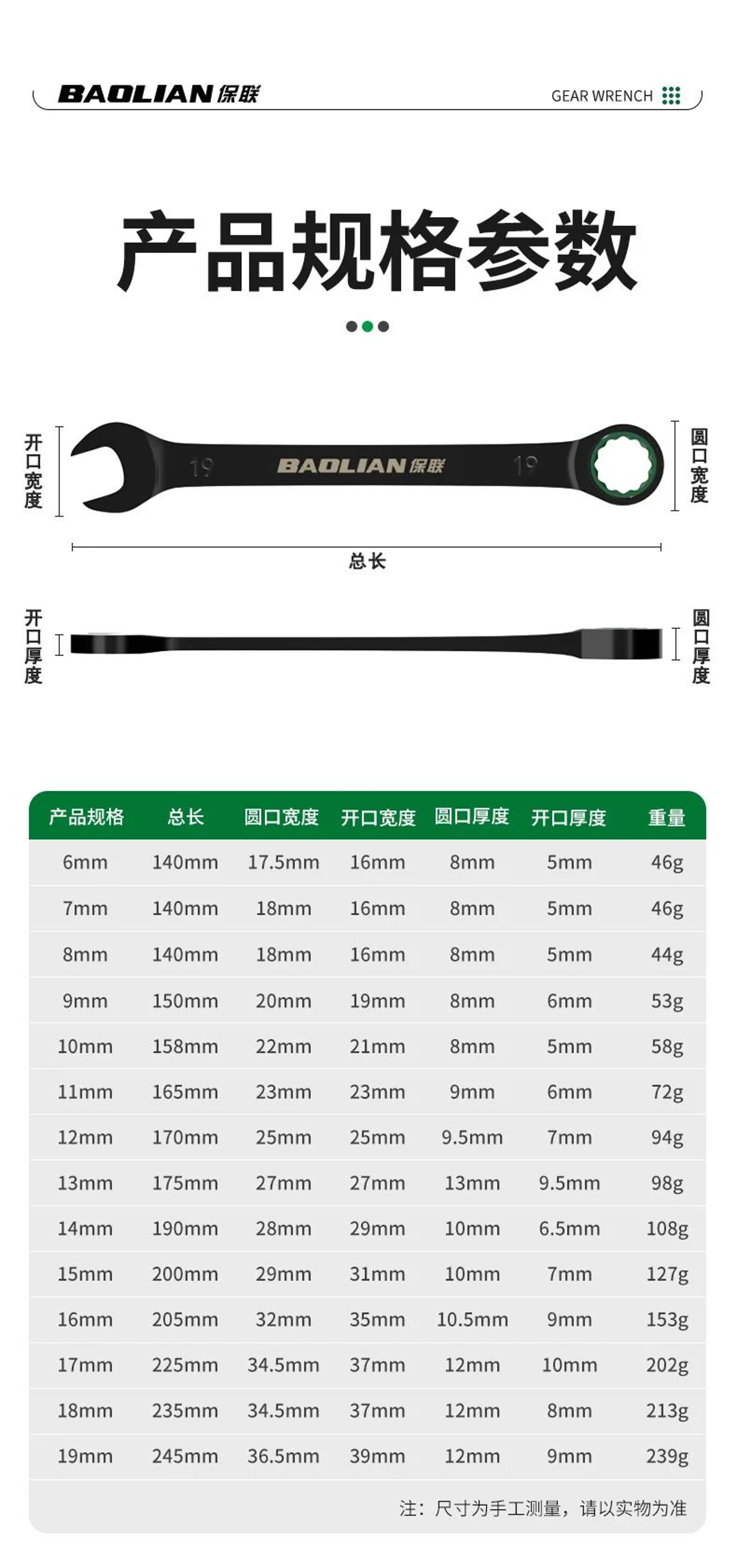 BAOLIAN Dual Directional Fast Plum Blossom Ratchet Wrench  IndustrialGrade DualUse Opening Tool 15
