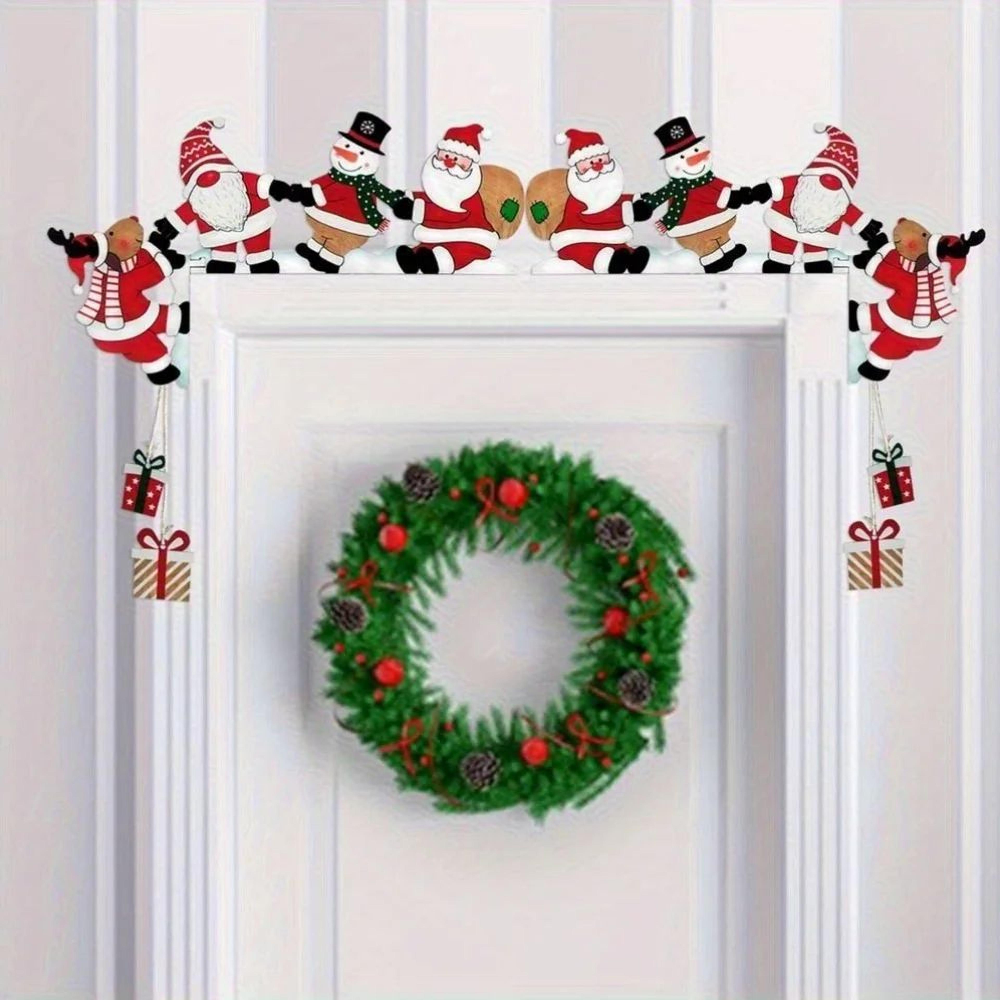 2D Wooden Christmas Door Frame Decorations  Santa Snowman  Reindeer Hanging Holiday Ornaments 2