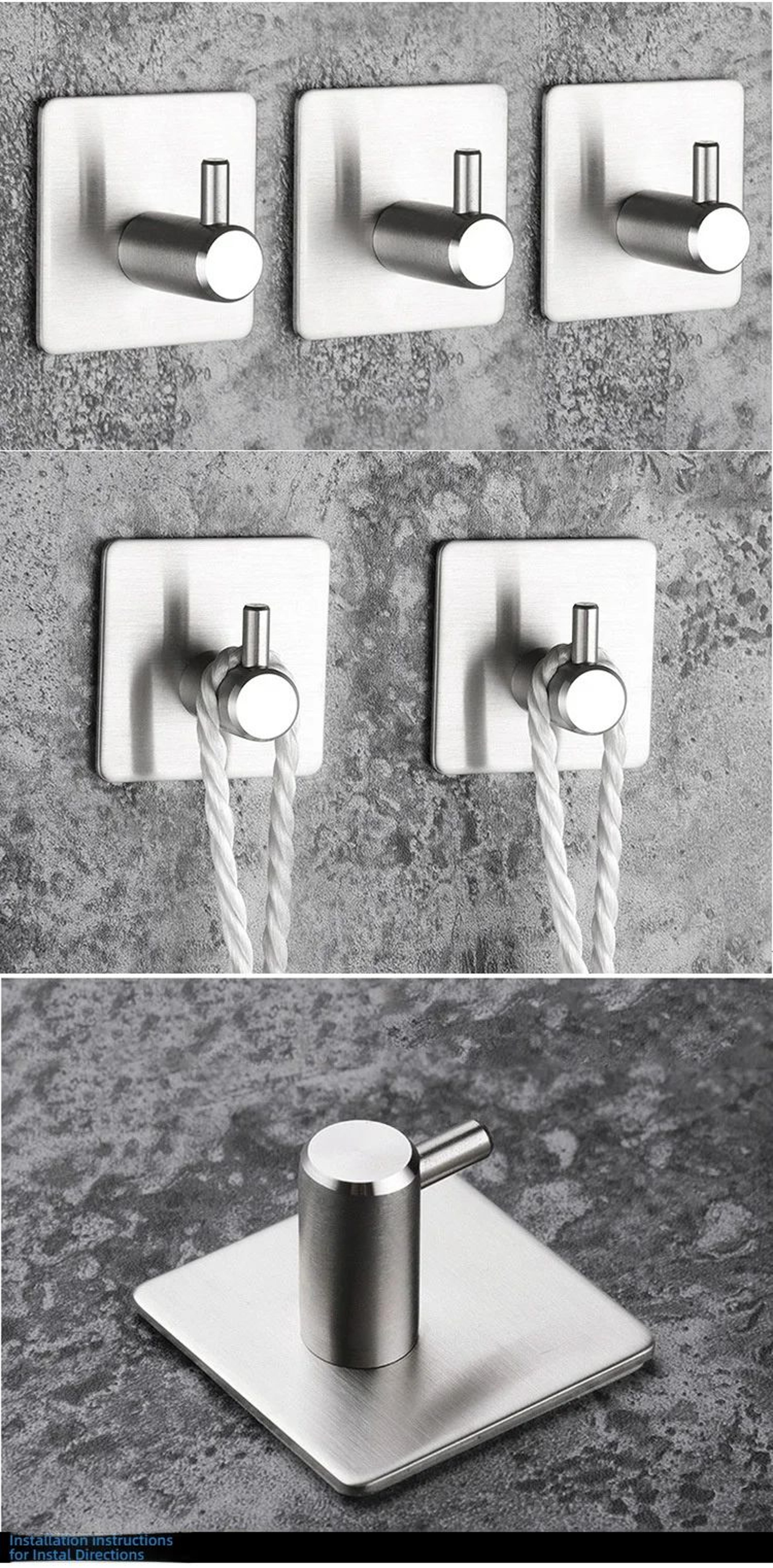 Stainless Steel Antirust Wall Hooks  SelfAdhesive Towel  Clothes Rack For Home Kitchen  Bathroom St 8
