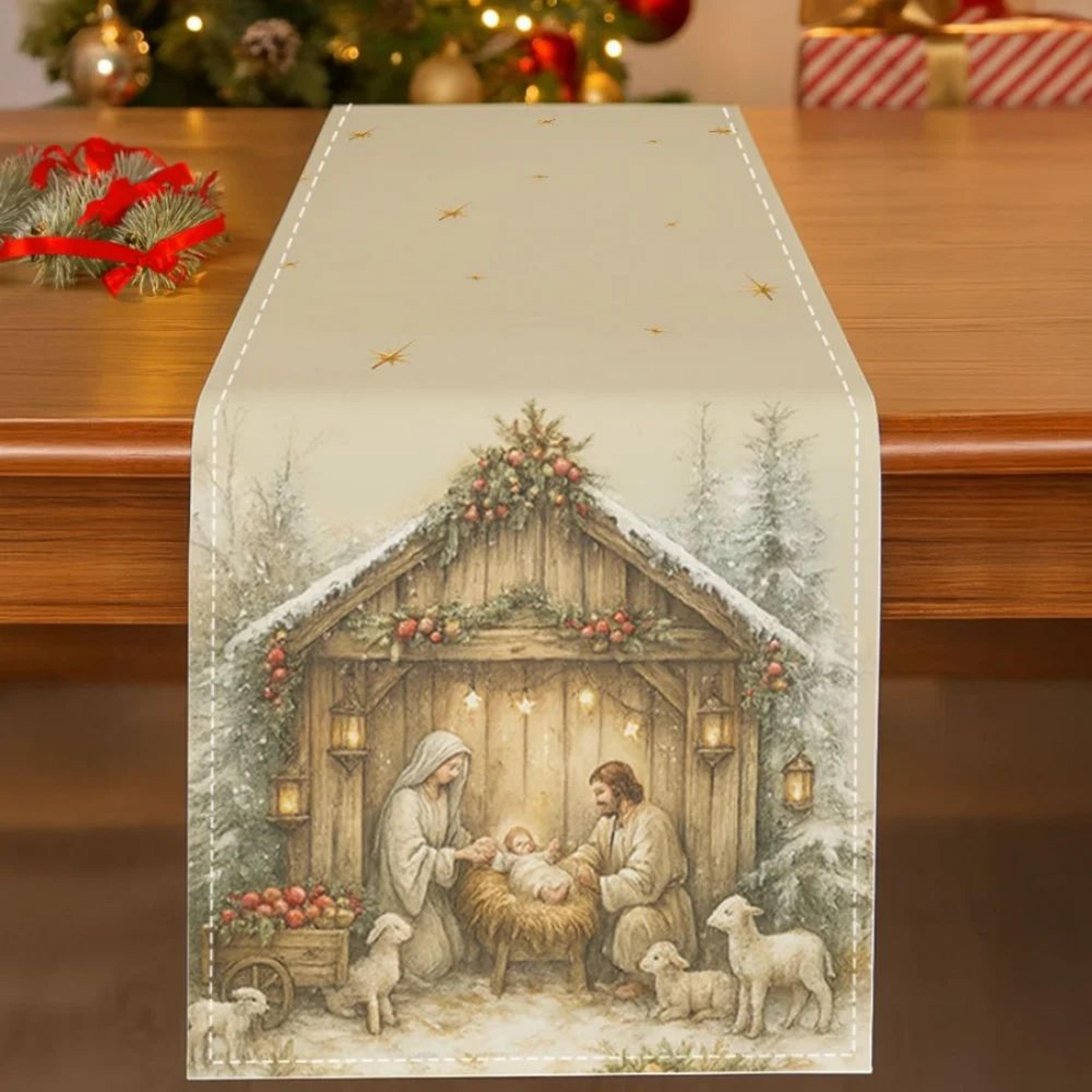 nativity christmas table runner decor