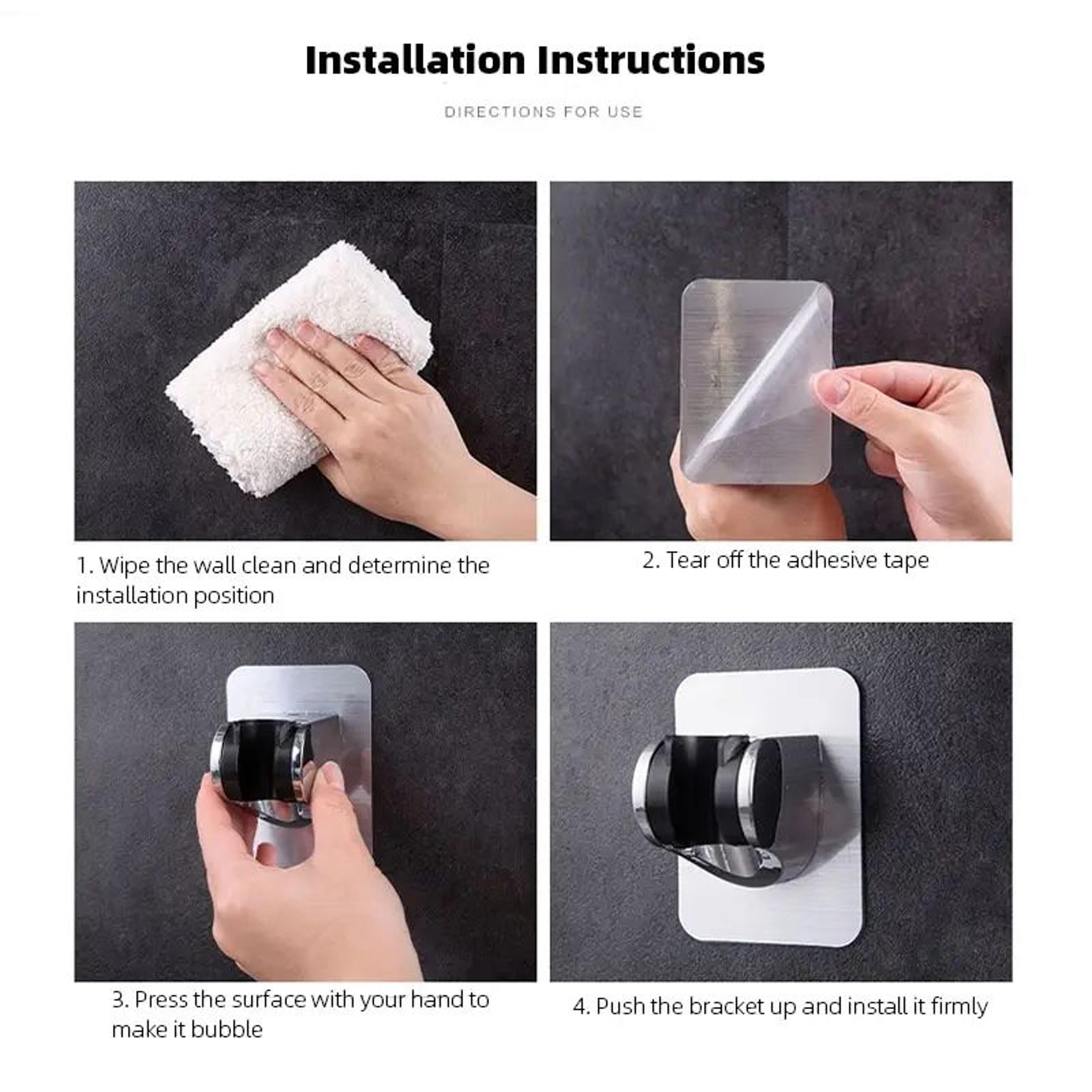 Punch Free Adjustable Universal Showerhead Holder Silver Black 2