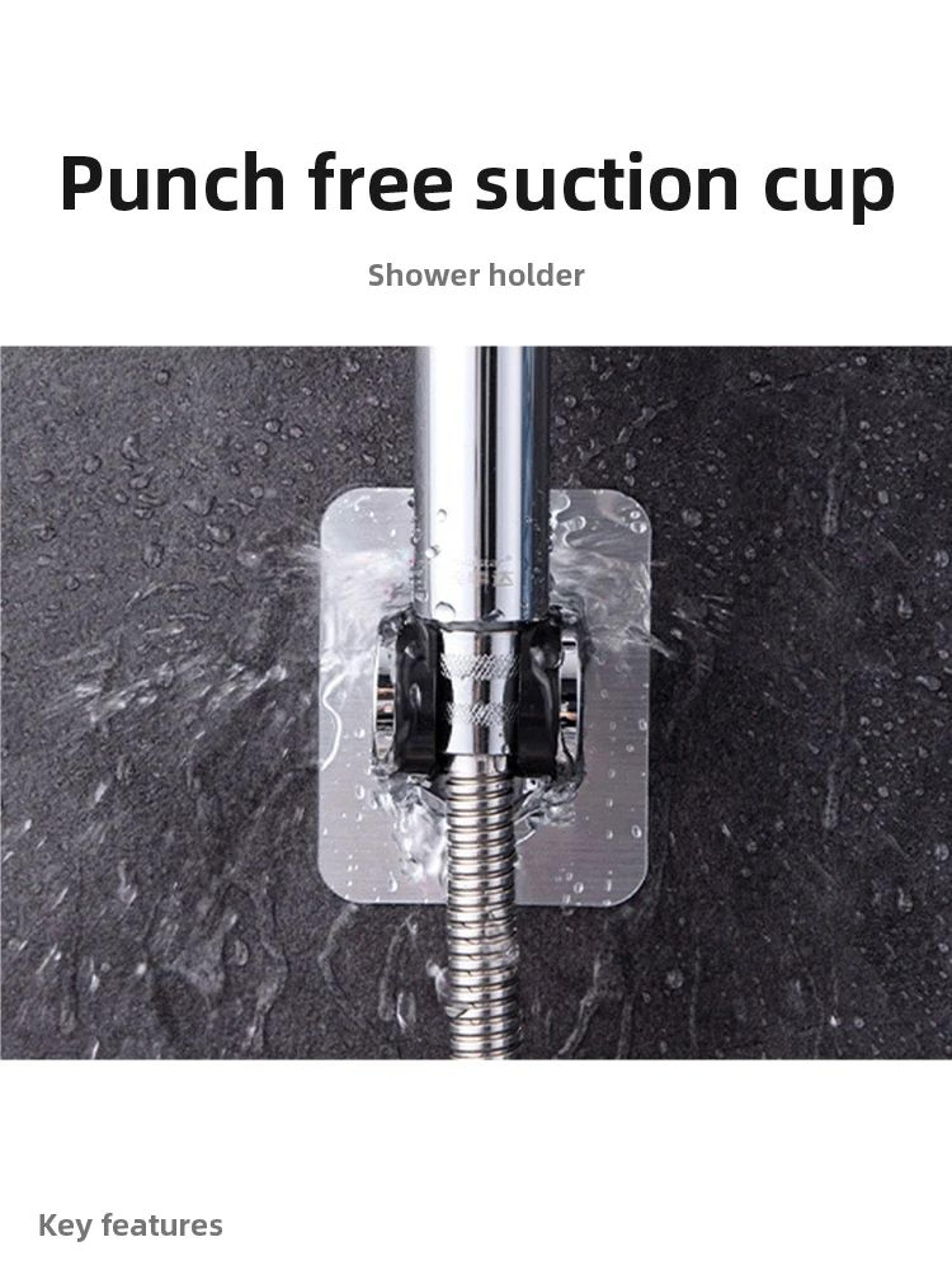 Punch Free Adjustable Universal Showerhead Holder Silver Black 6