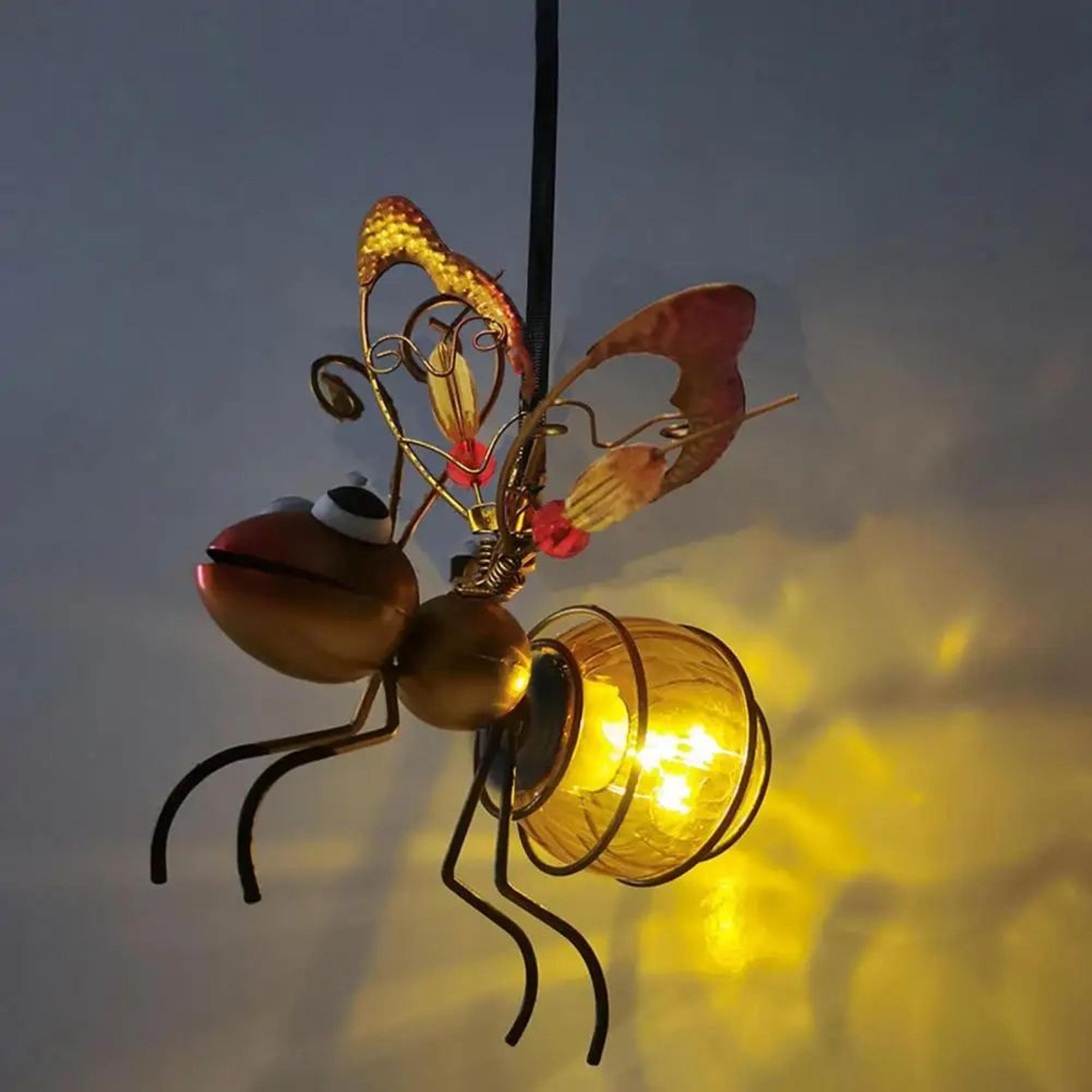 solar bee lantern garden hanging light