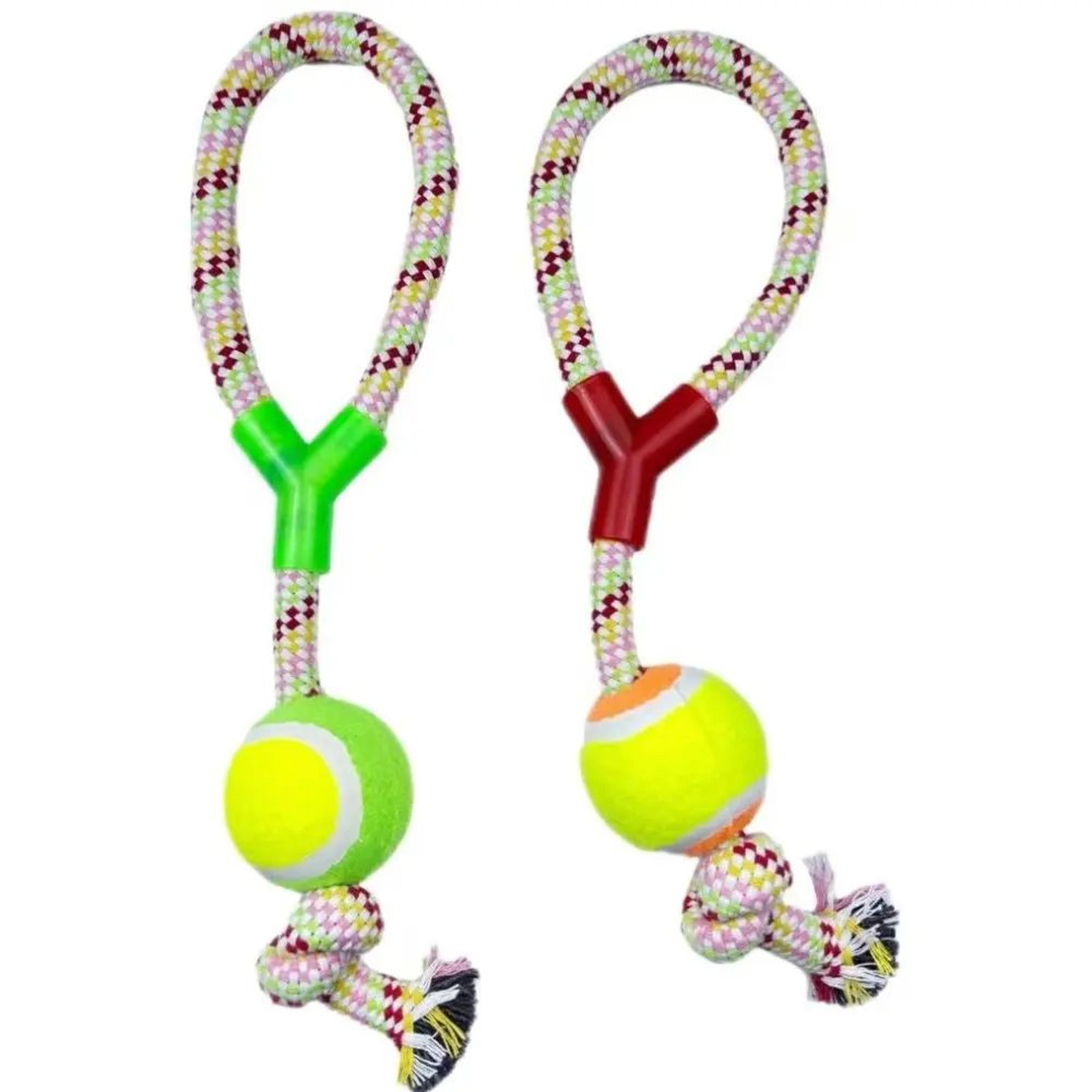 interactive dog ball rope toy chew tug dental play toy