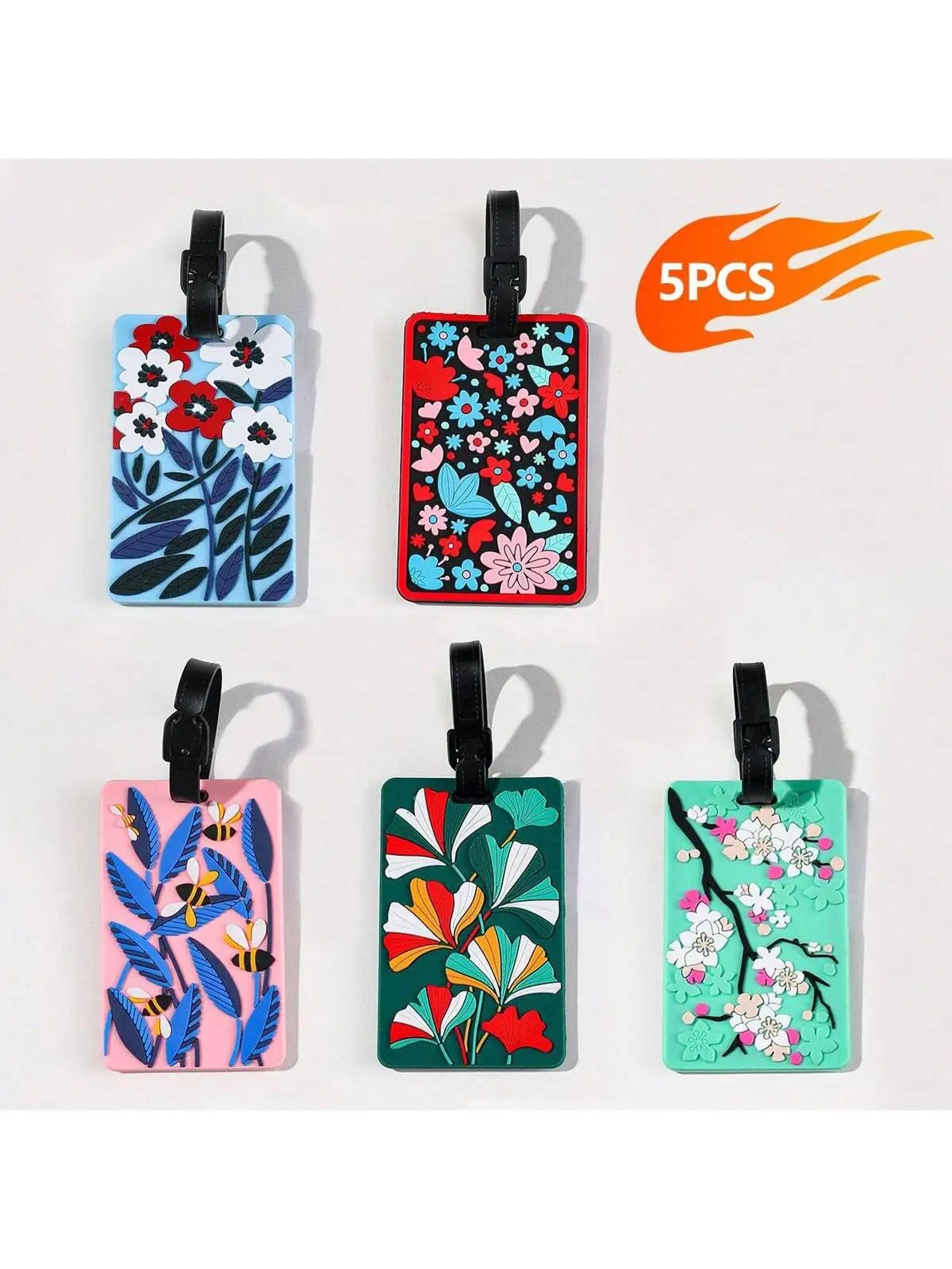 floral pattern travel luggage tag set