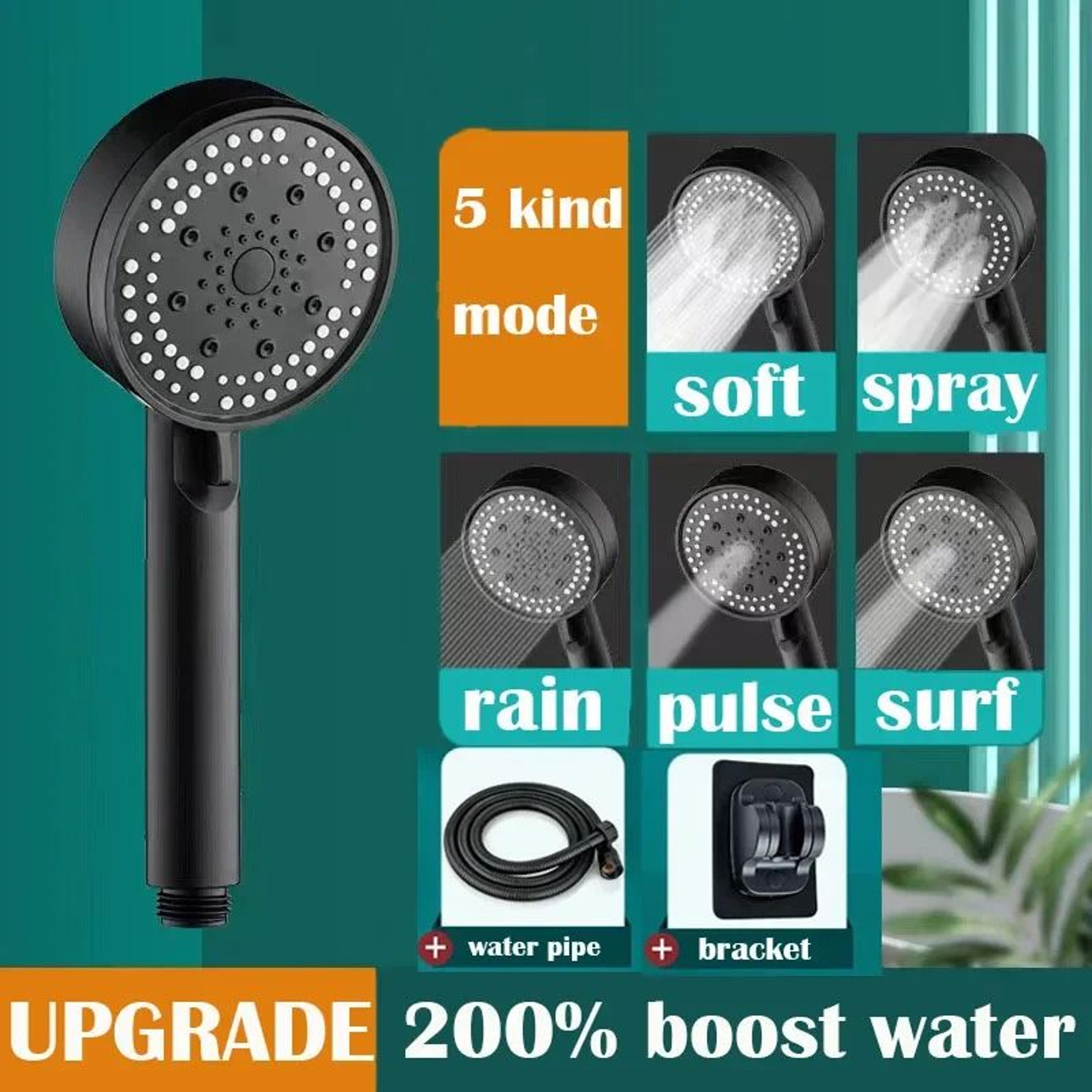 high pressure shower head with 5 spray modes