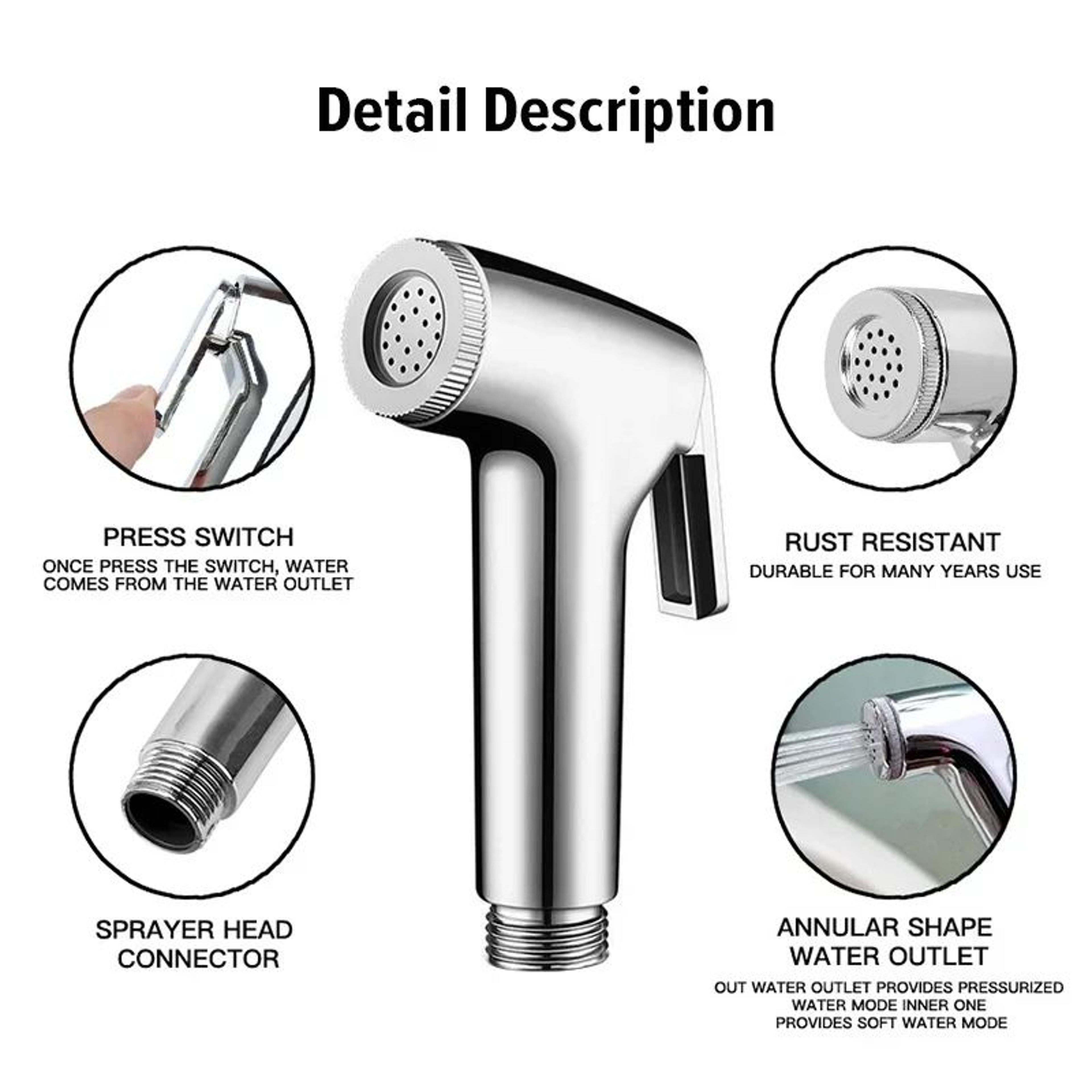 Handheld Portable Toilet Spray Gun With 15 M Hose 4