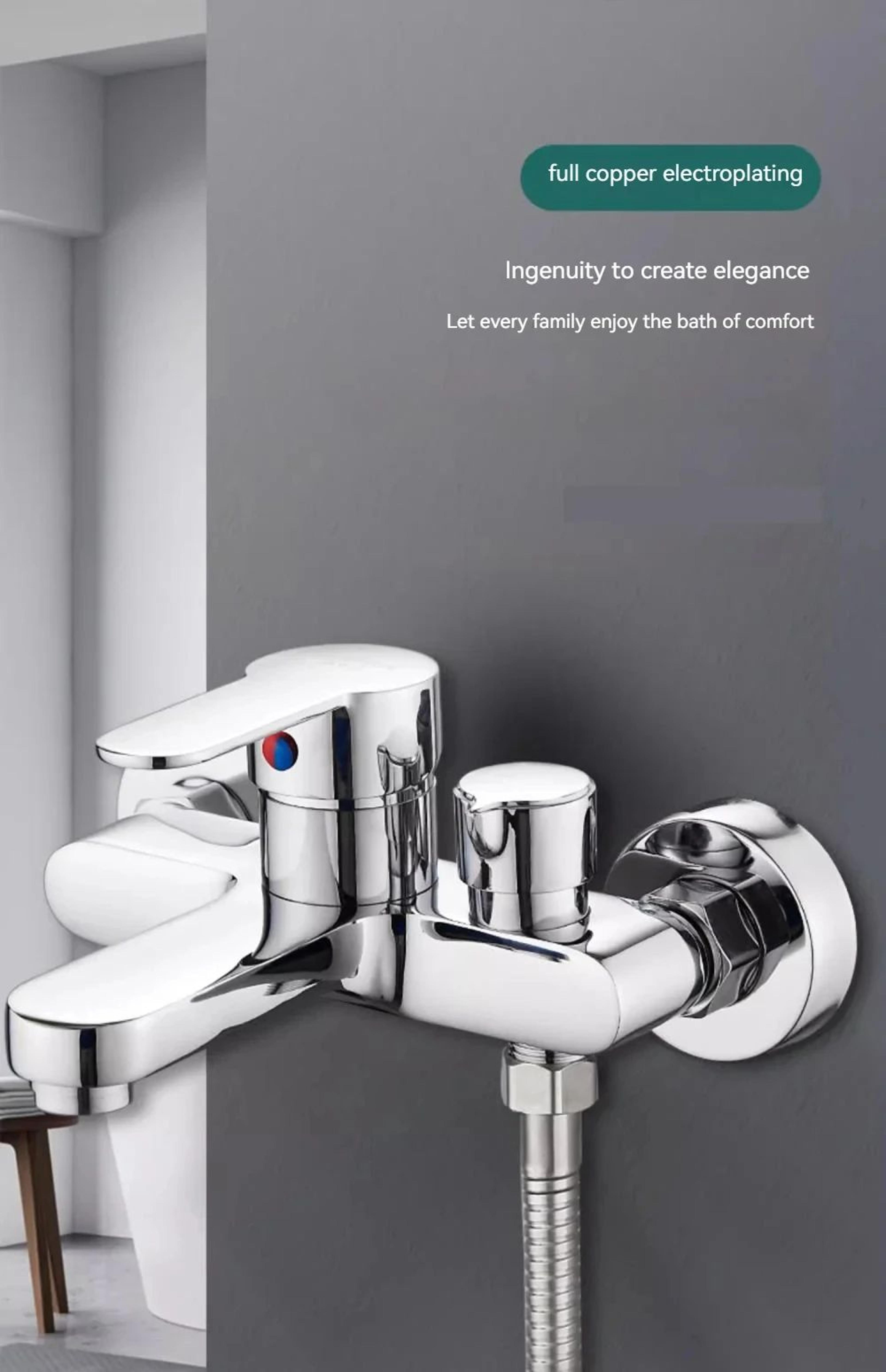 Gray Bathroom Shower Mixer Faucet Set 6